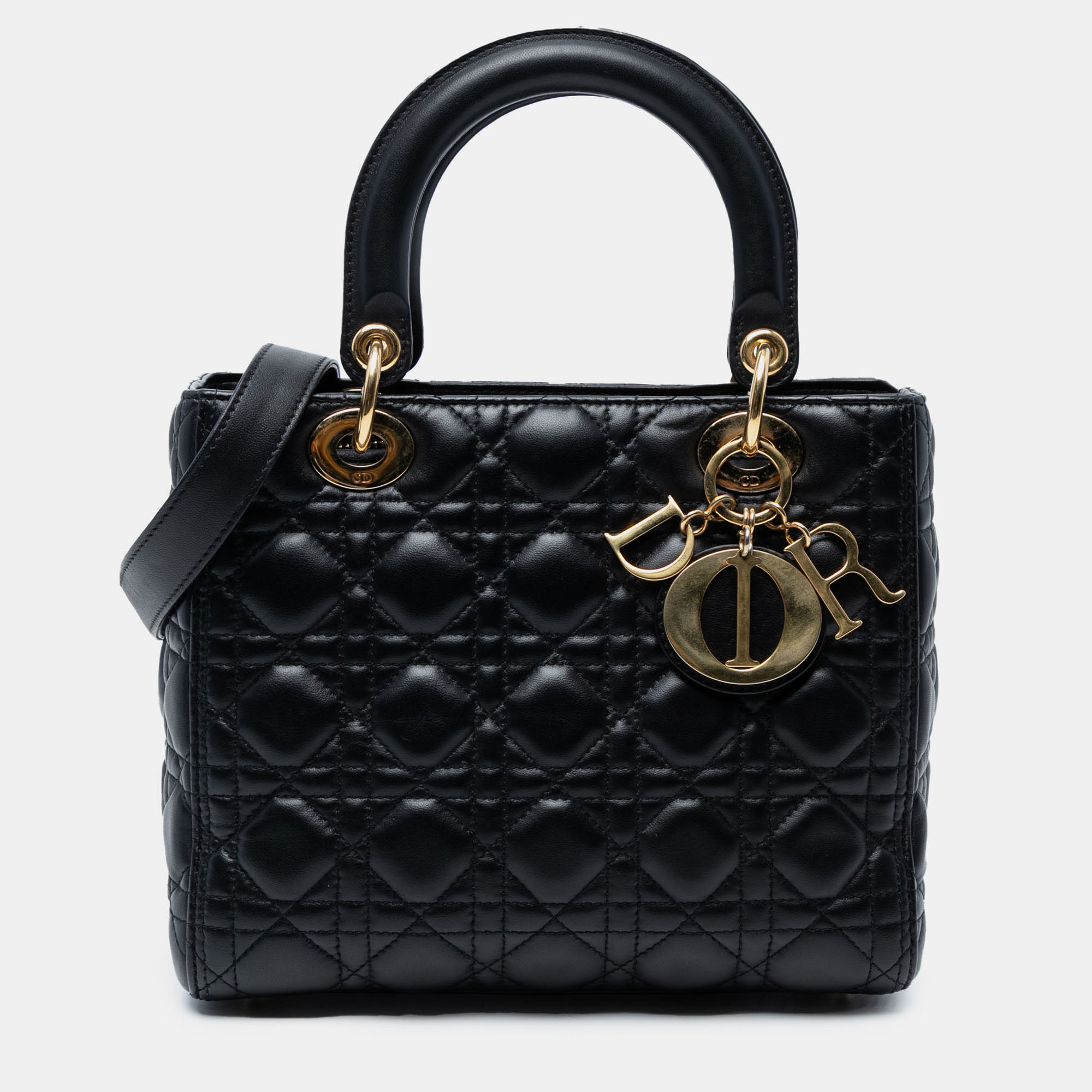 

Dior Black Medium Lambskin Cannage Lady Dior