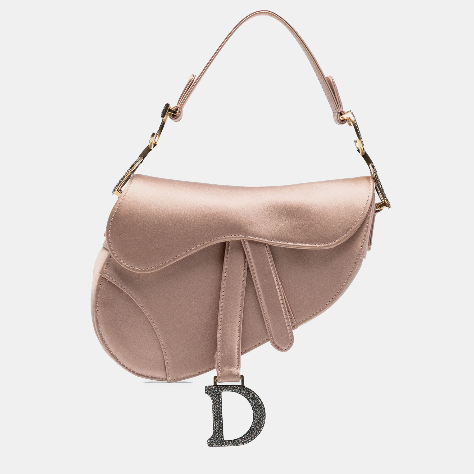 

Dior Pink Mini Satin Crystal Embellished Saddle Bag