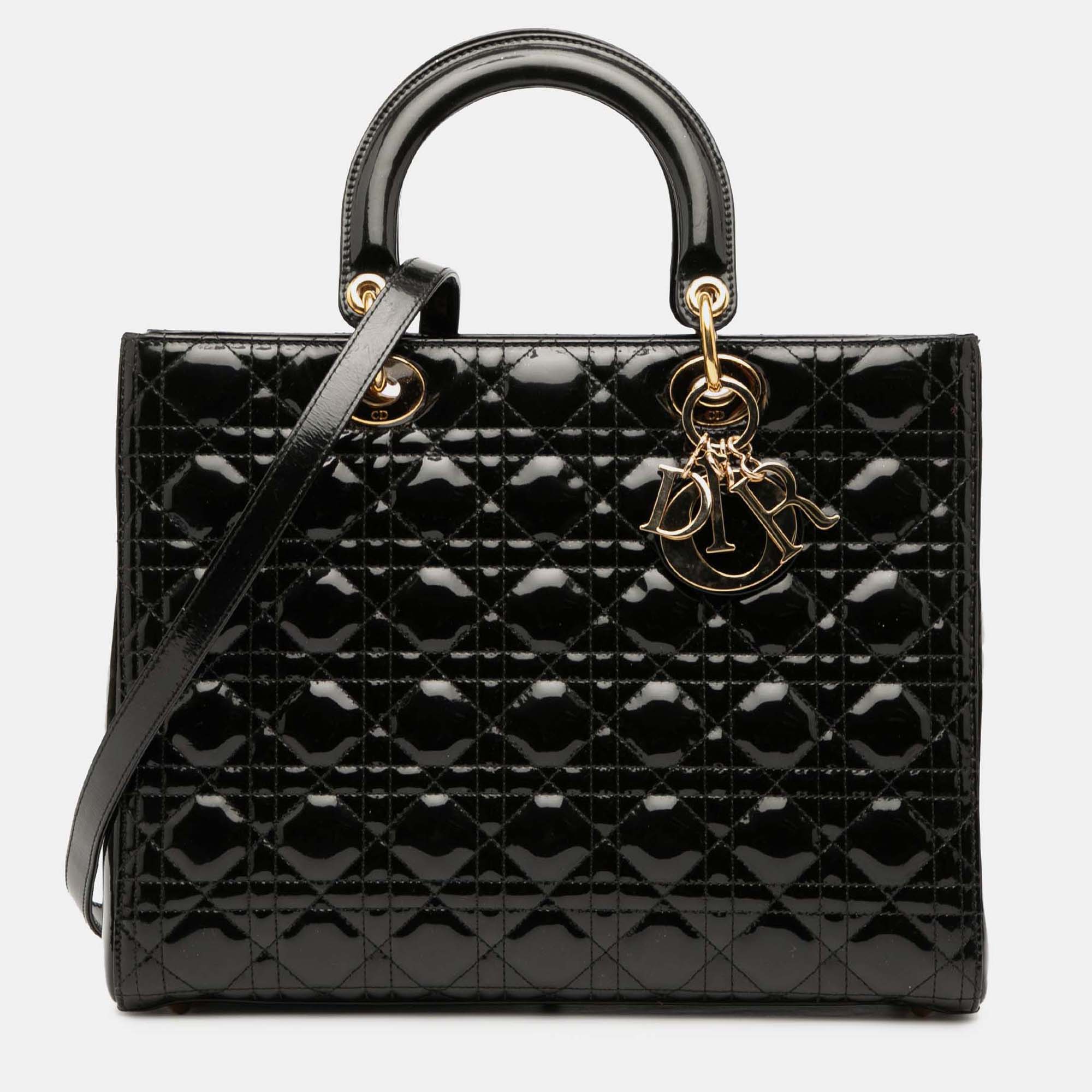 

Dior Black Large Patent Cannage Lady Dior