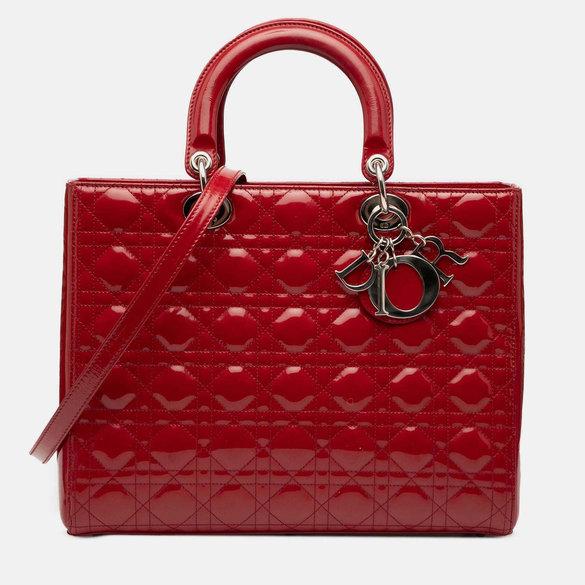 

Dior Red Large Patent Cannage Lady Dior