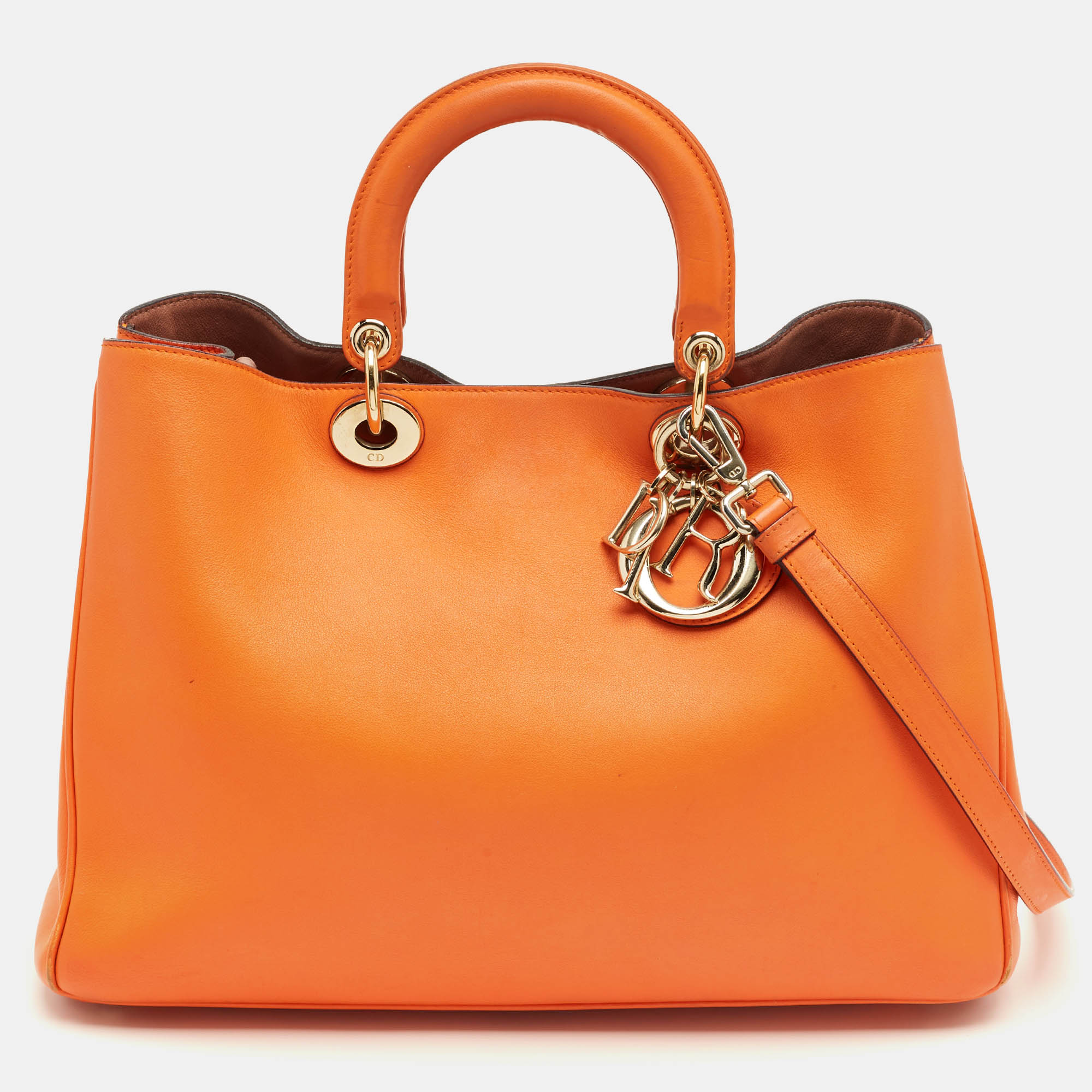 

Dior Orange Leather  Diorissimo Shopper Tote