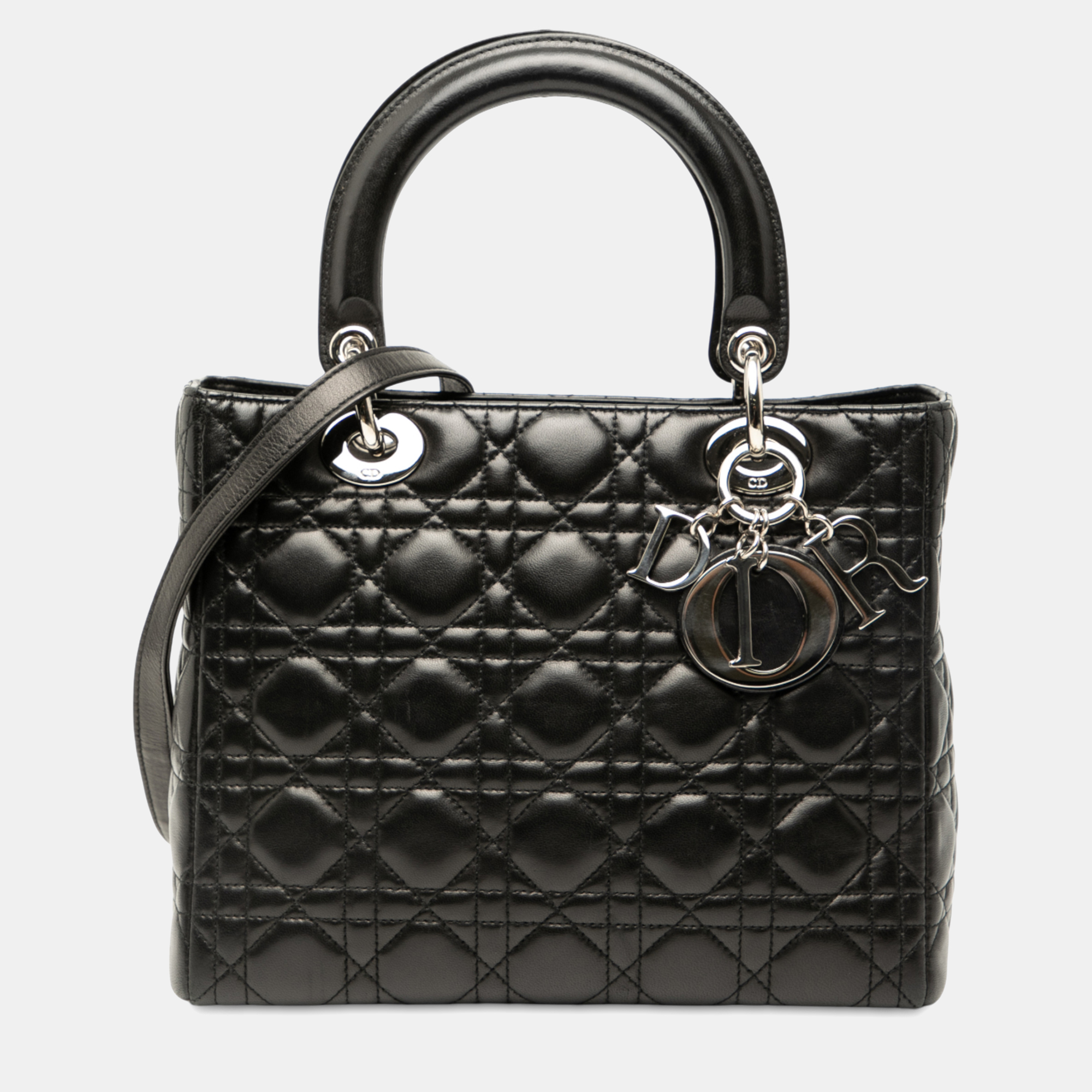 

Dior Black Medium Lambskin Cannage Lady Dior