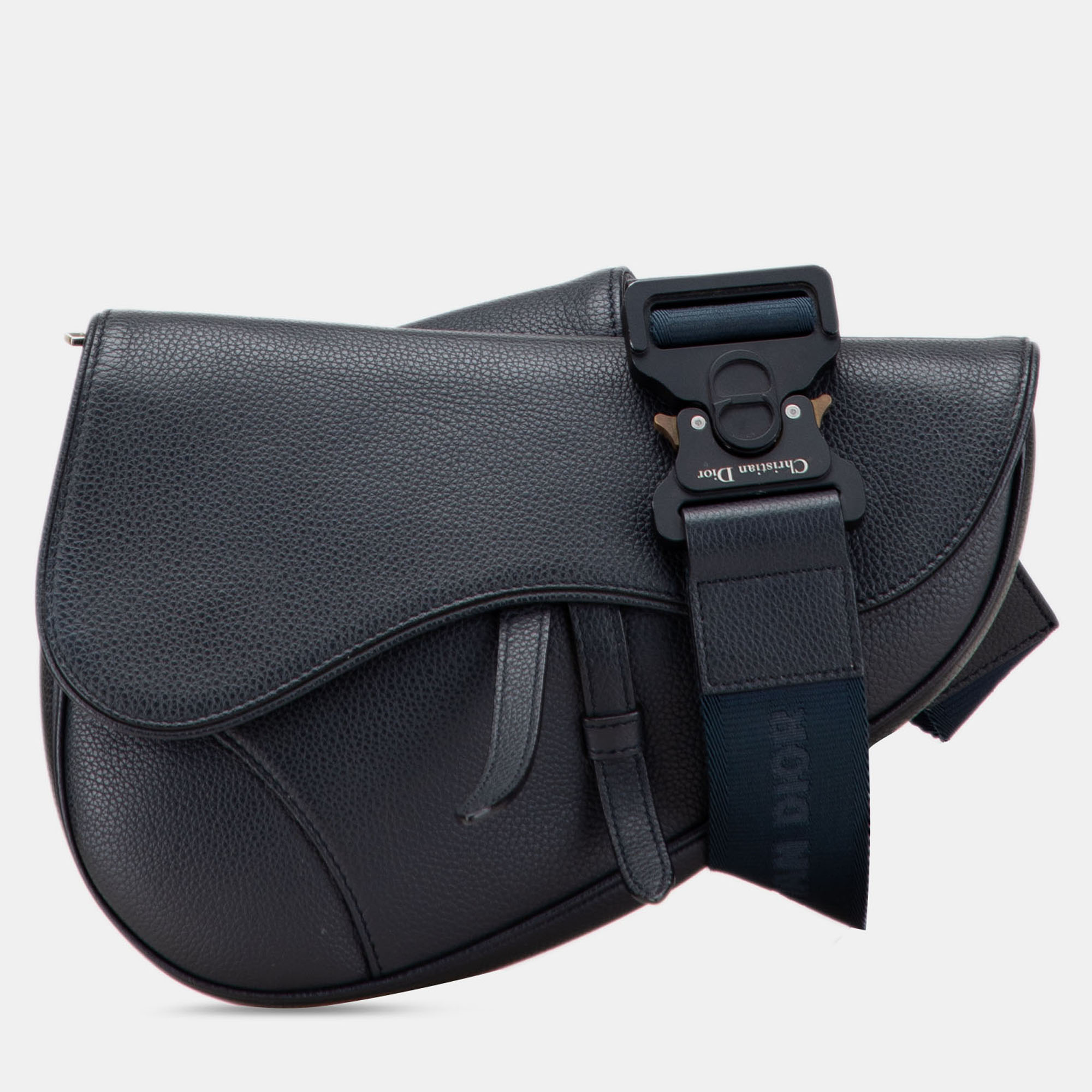 

Dior Navy Blue Grained Calfskin Saddle Bag