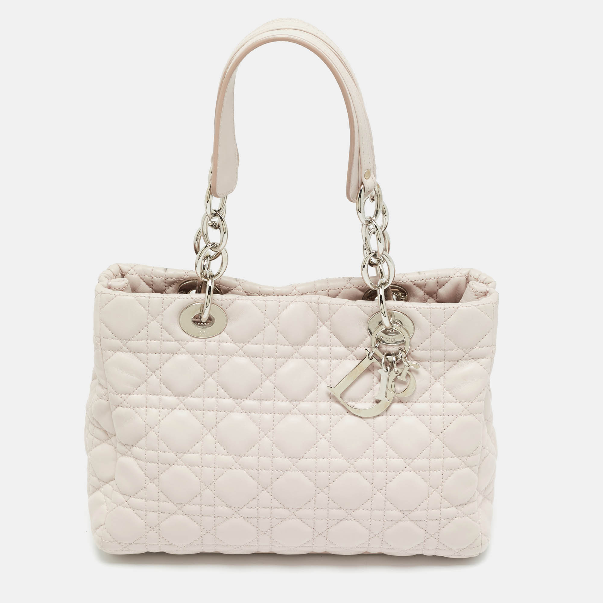 

Dior Light Pink Cannage Leather Small Soft Lady Dior Tote