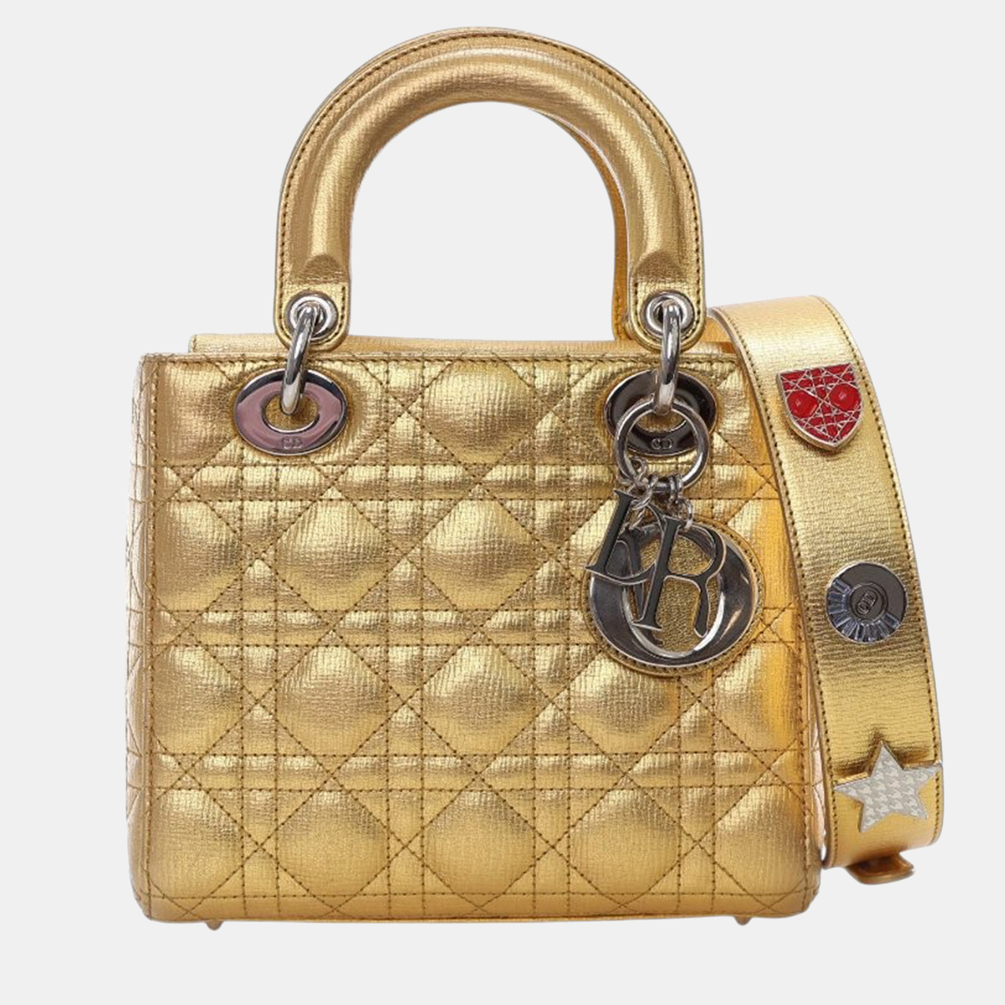 

Dior Gold Small Metallic Grained Calfskin Cannage My ABCDior Lady Dior