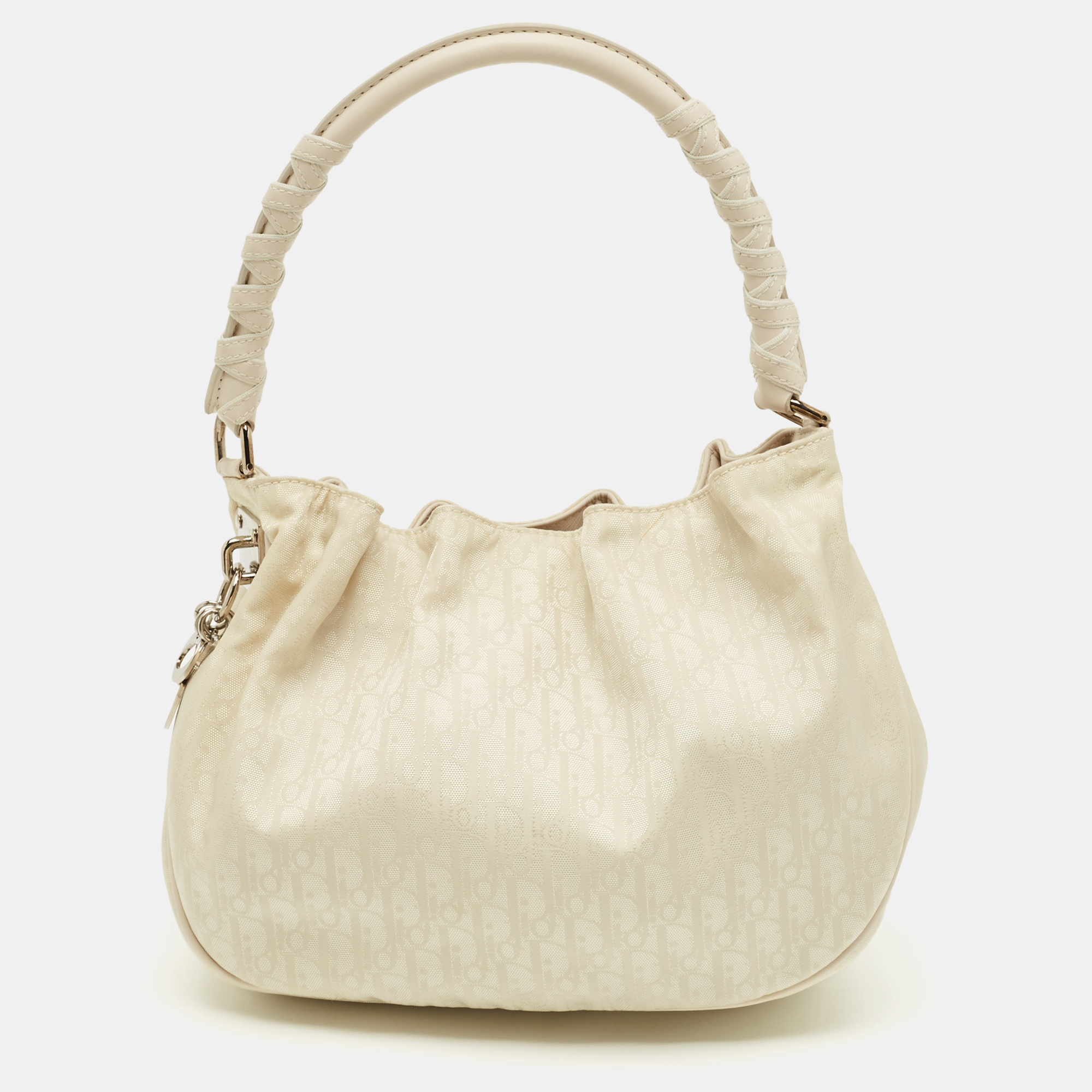 Pre-owned Dior Issimo Nylon Lovely Hobo In White