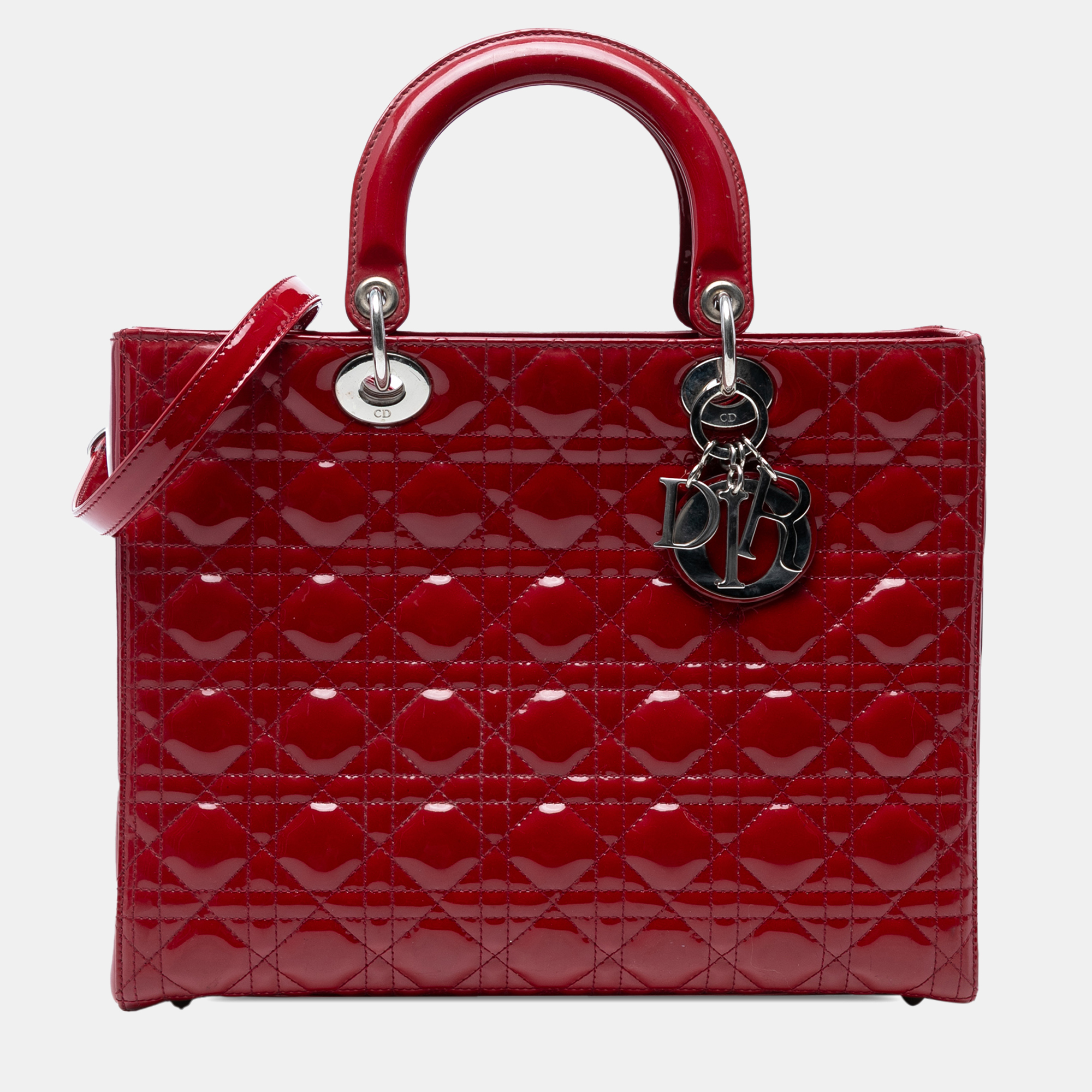 

Dior Red Large Patent Cannage Lady Dior