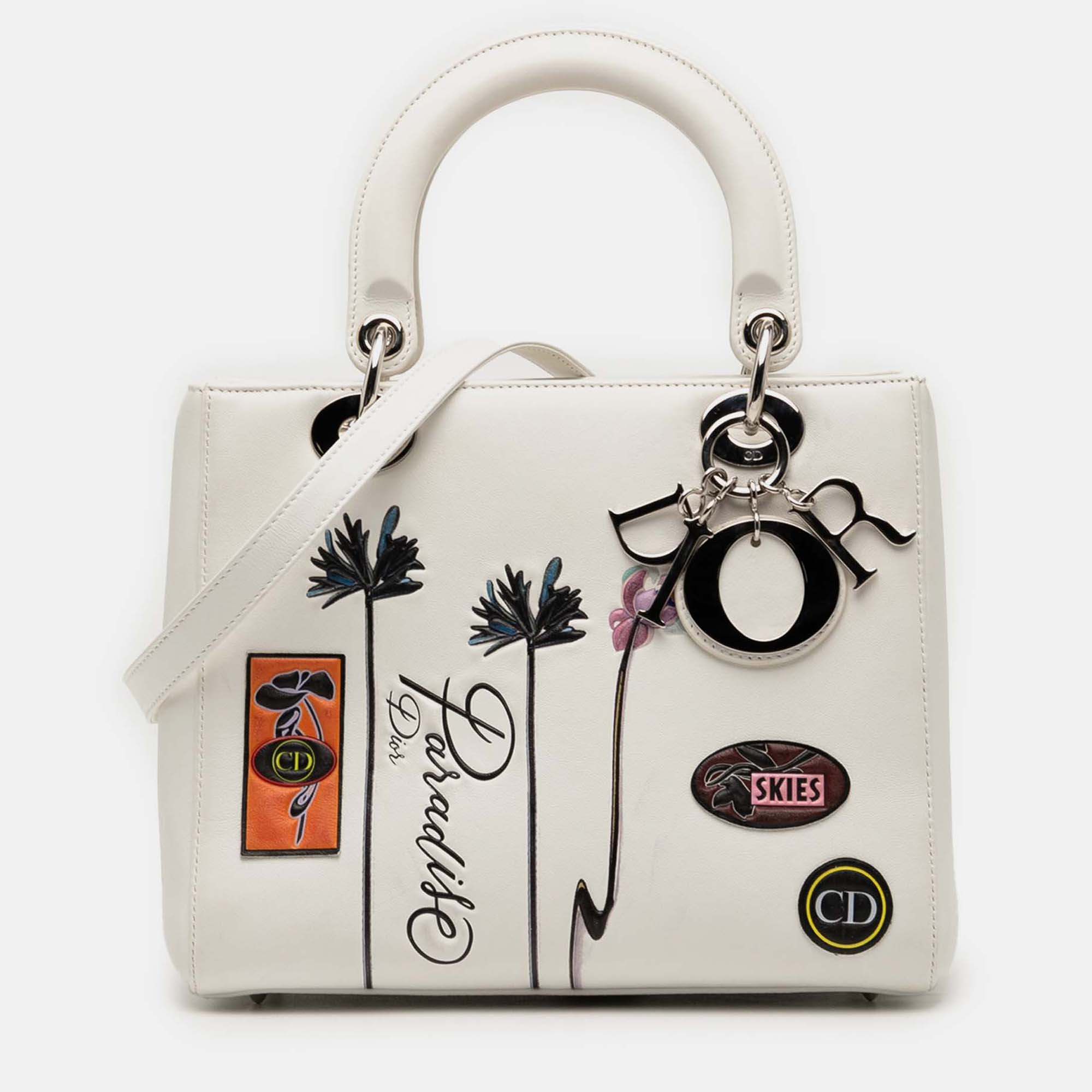 

Dior White Medium Lambskin Paradise Lady Dior