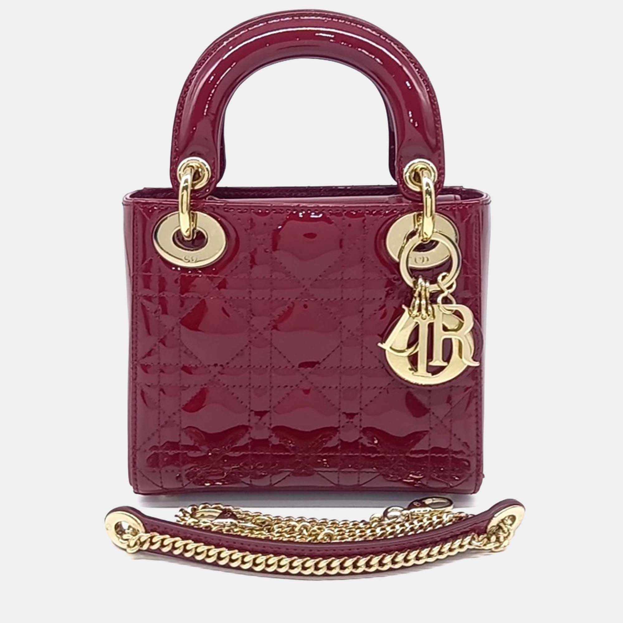 

Dior Red Patent Leather Patent Lady Bag Mini