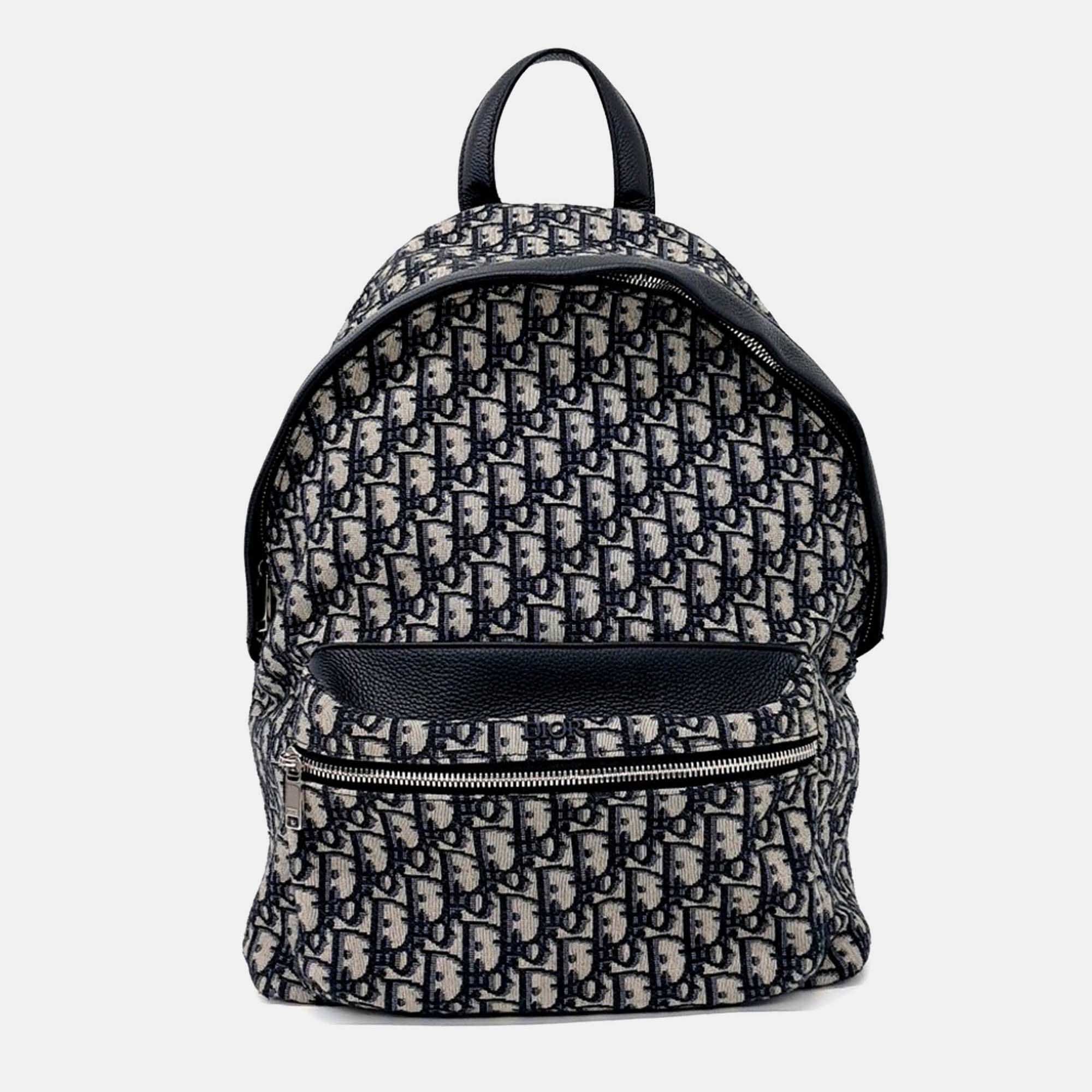 

Dior Navy Blue Fabric Oblique Backpack