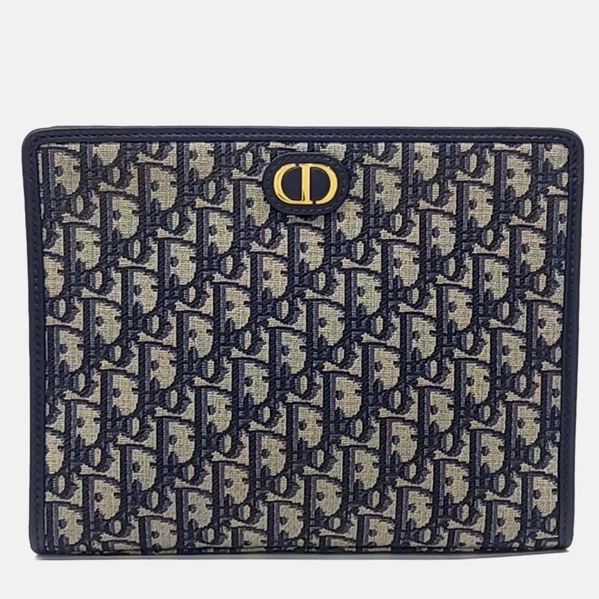 

Dior Navy Blue Canvas Oblique 30 Montaigne Pouch