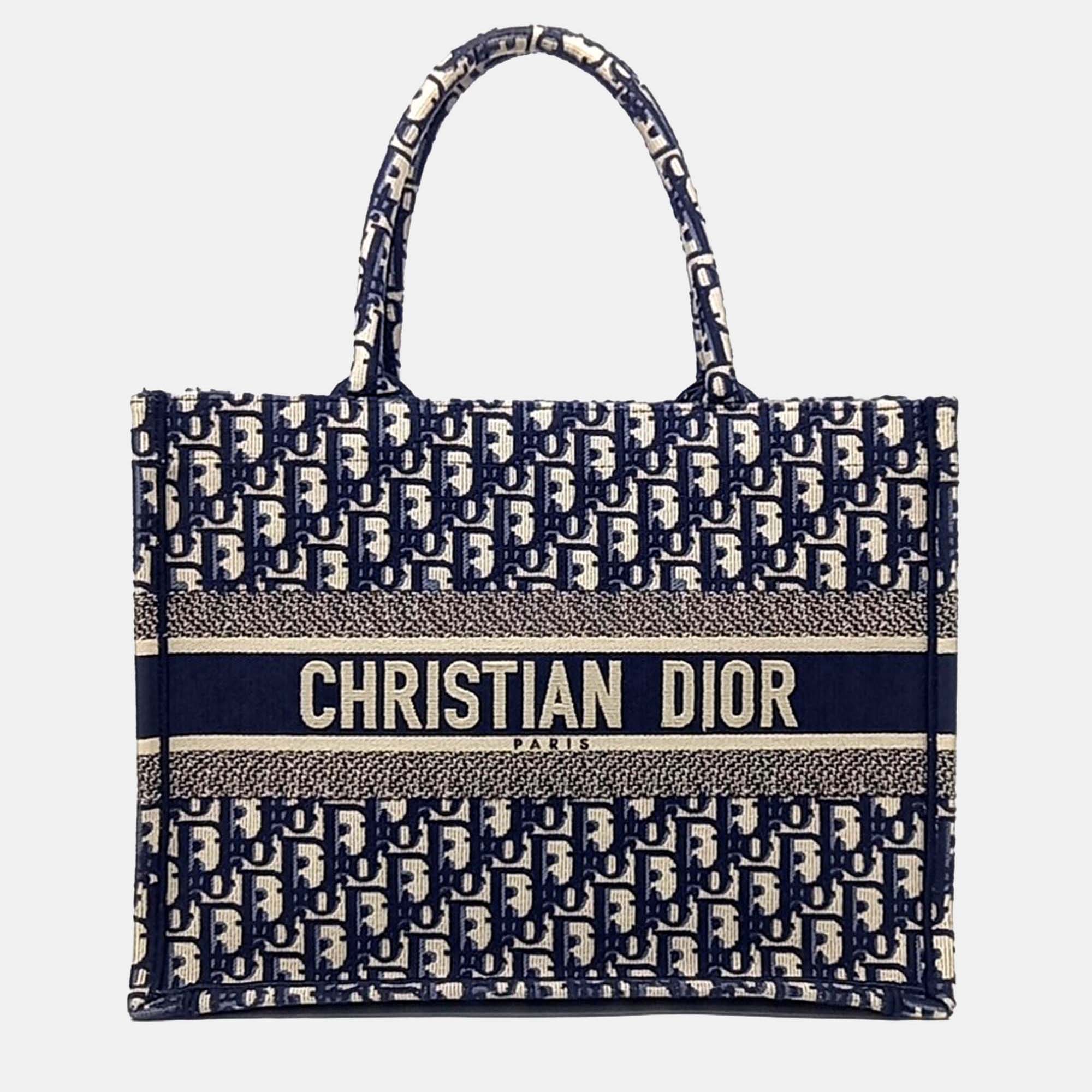 

Dior Navy Blue Canvas Oblique Book Tote Bag