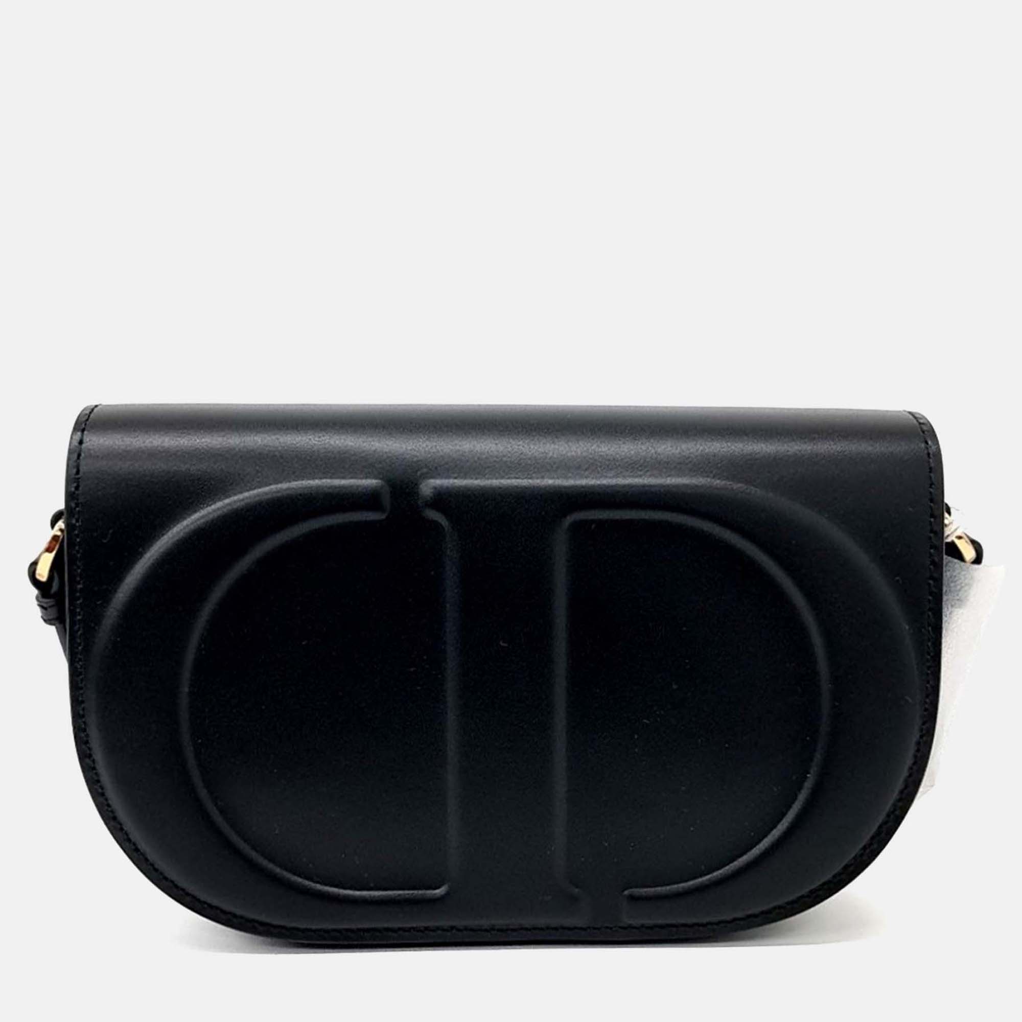 

Dior Black Leather CD Signature Strap Bag