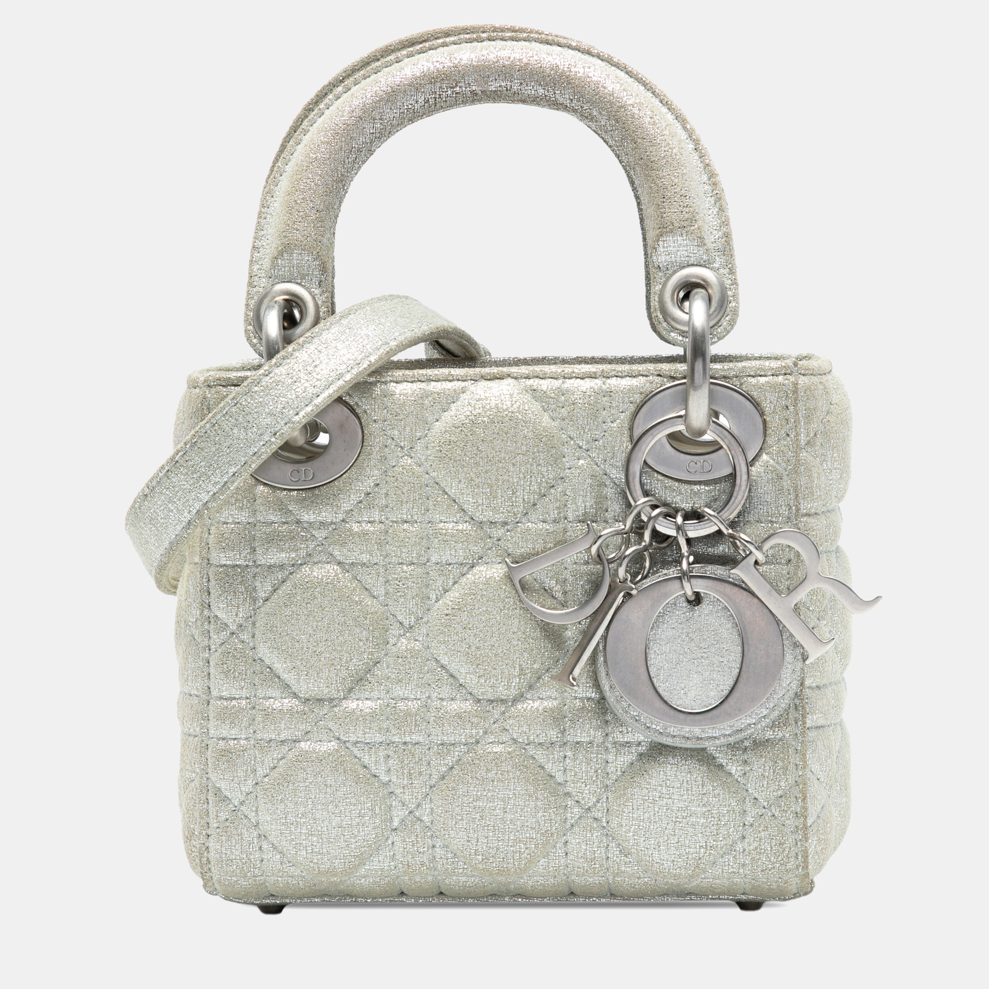 

Dior Silver Micro Metallic Calfskin Cannage Lady Dior