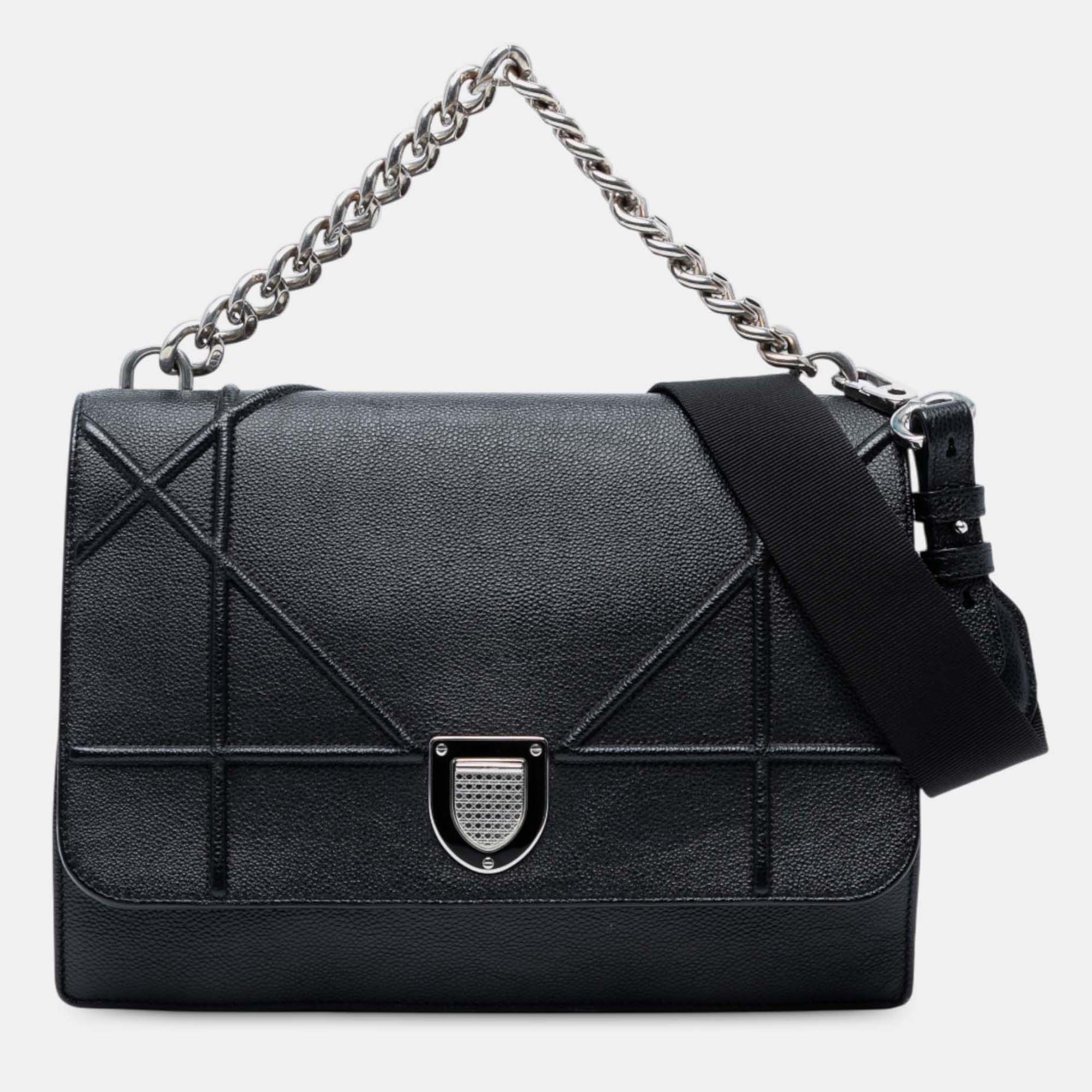 

Dior Black Large Grained Calfskin Diorama Flap