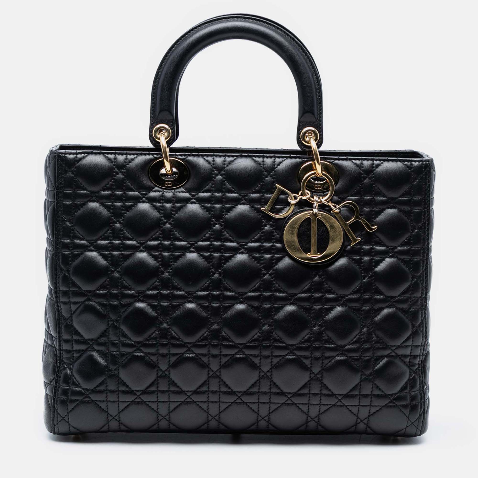 

Dior Large Lambskin Cannage Lady Dior, Black