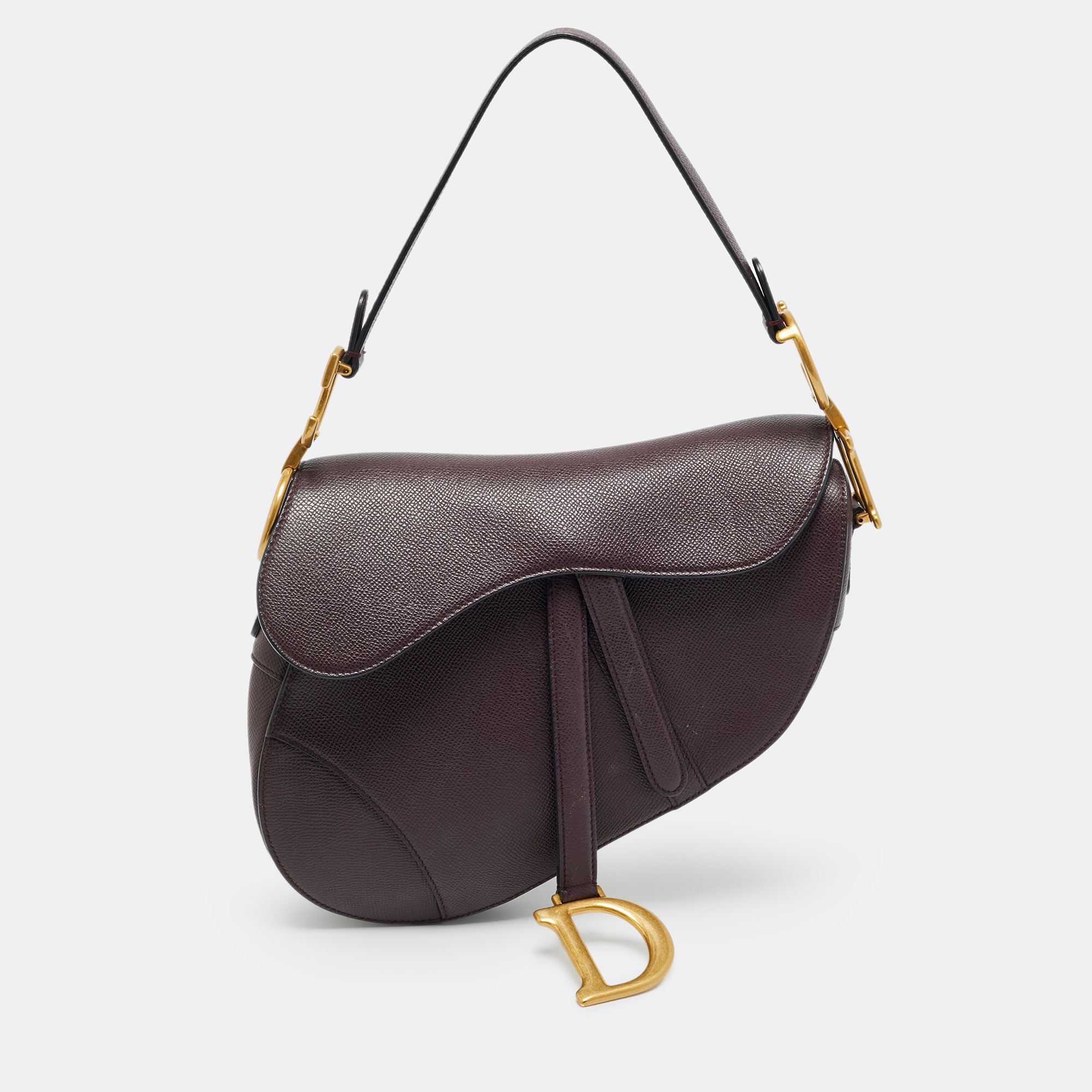 Pre-owned Dior Saddle Burgundy Leather Shoulder Bag