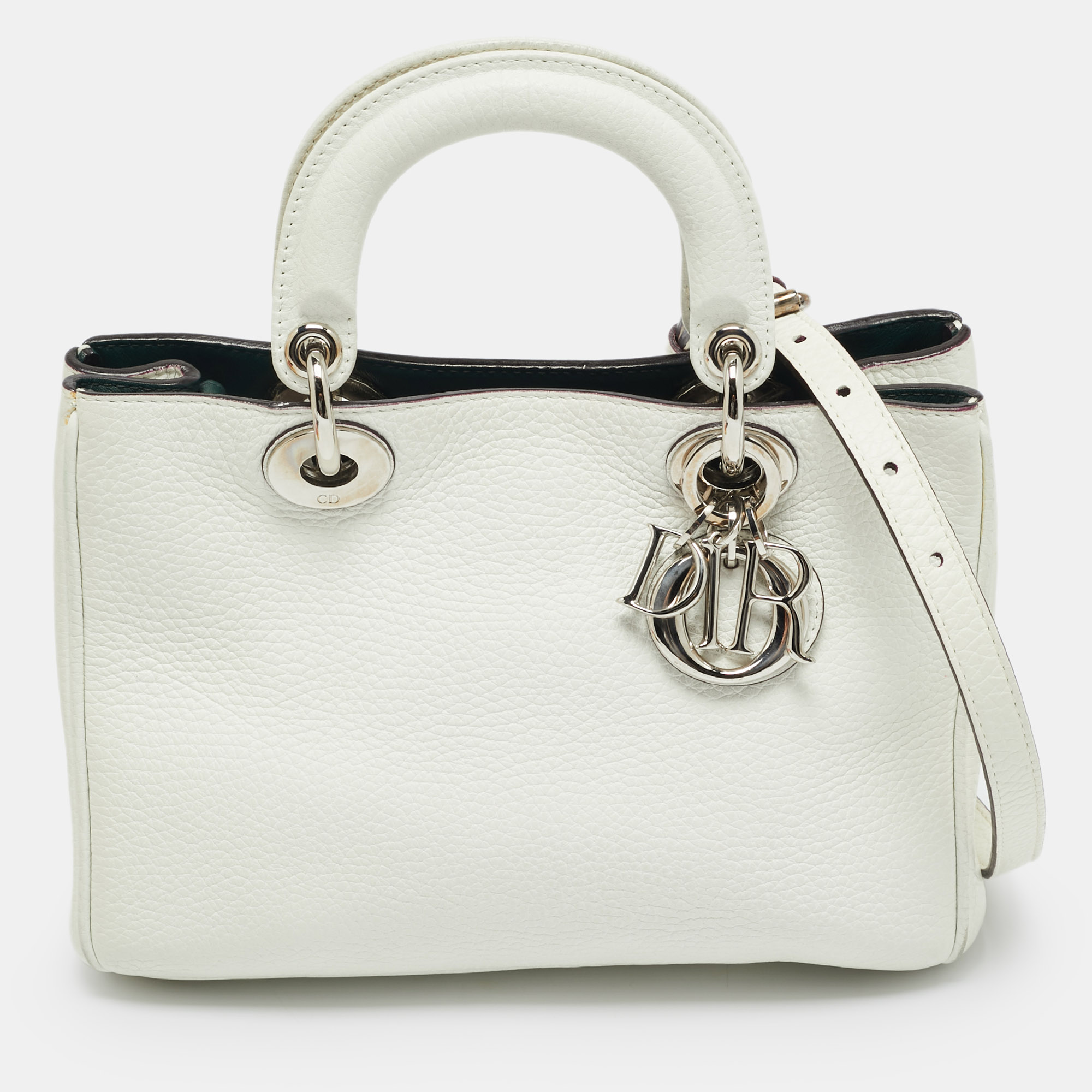 Pre-owned Dior Issimo Small White Leather Tote