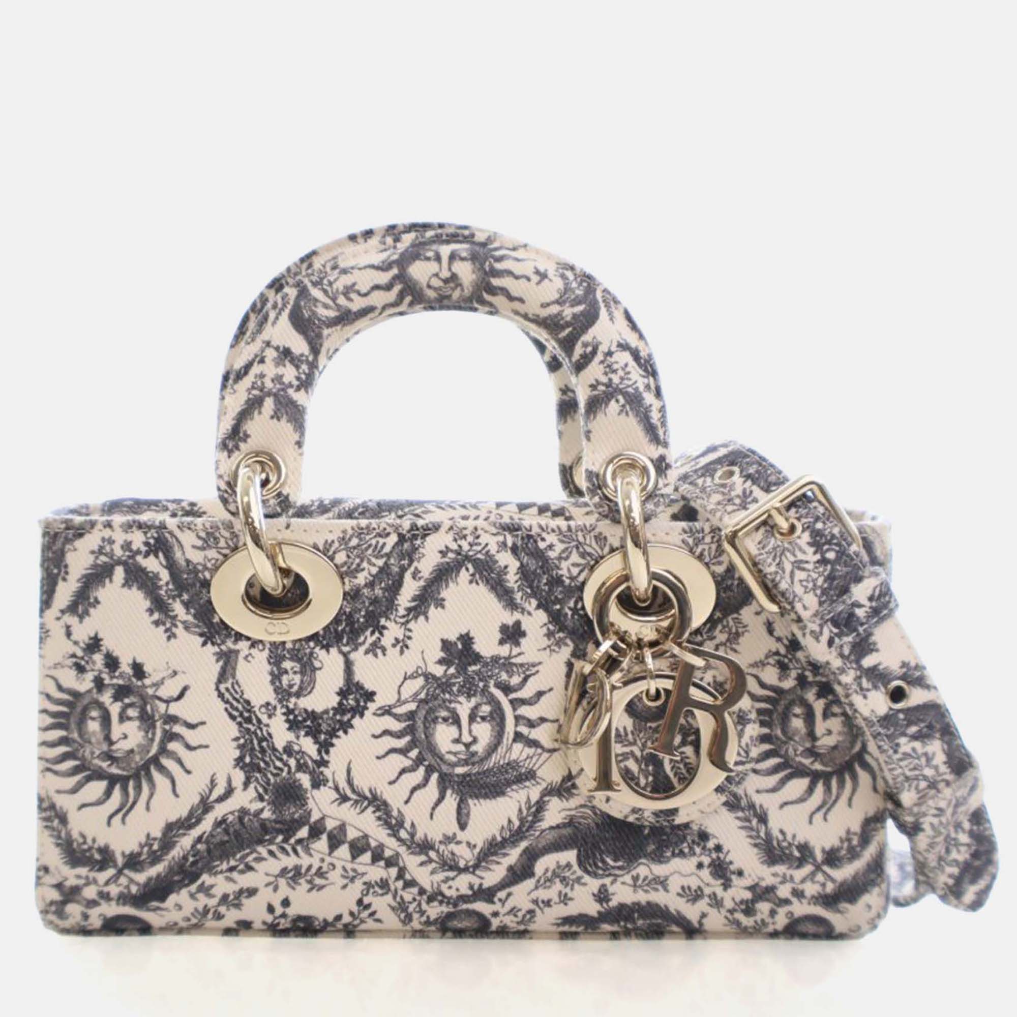 Pre-owned Dior Small Toile De Jouy Soleil Lady D-joy In Gray