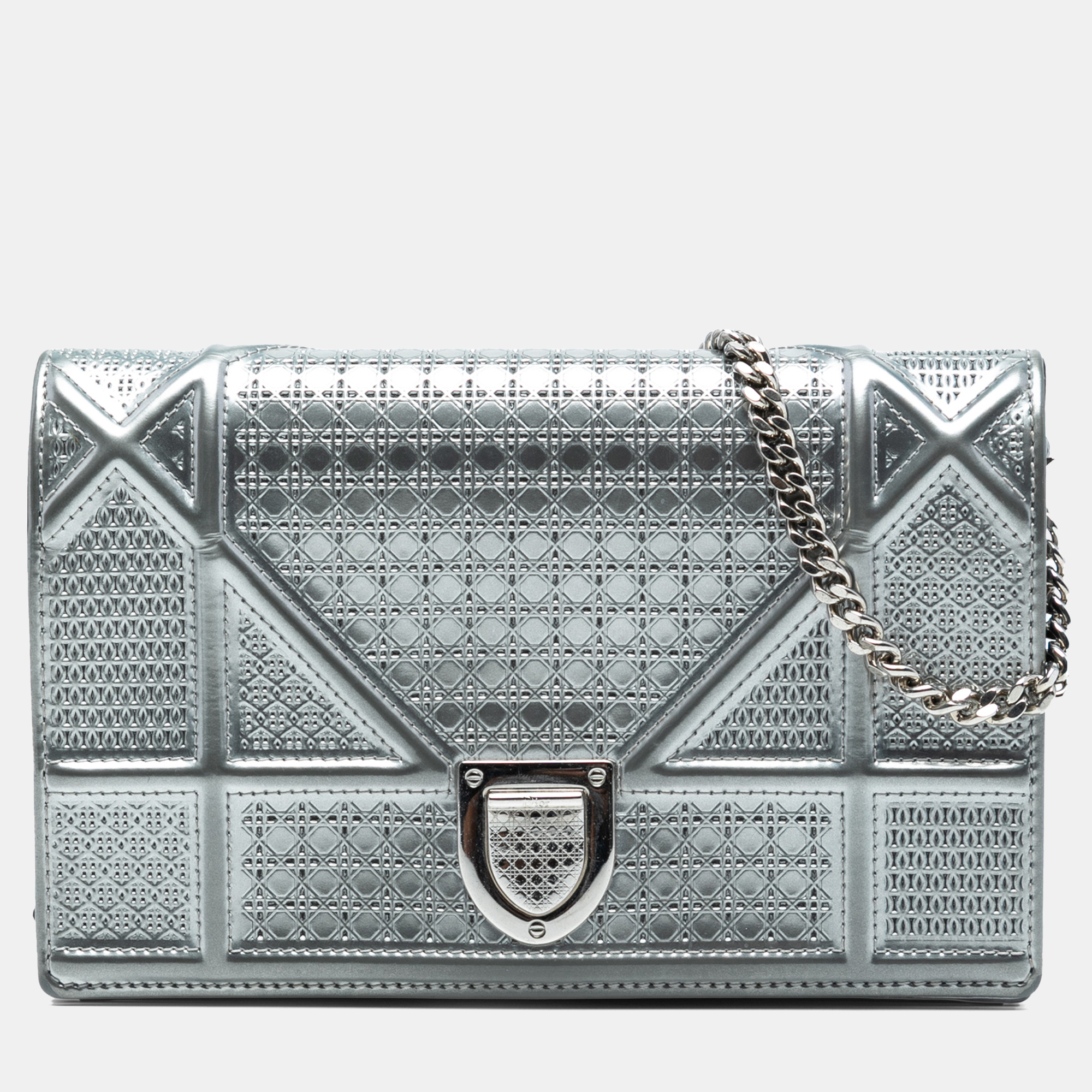 

Dior Silver Baby Patent Microcannage Diorama Crossbody
