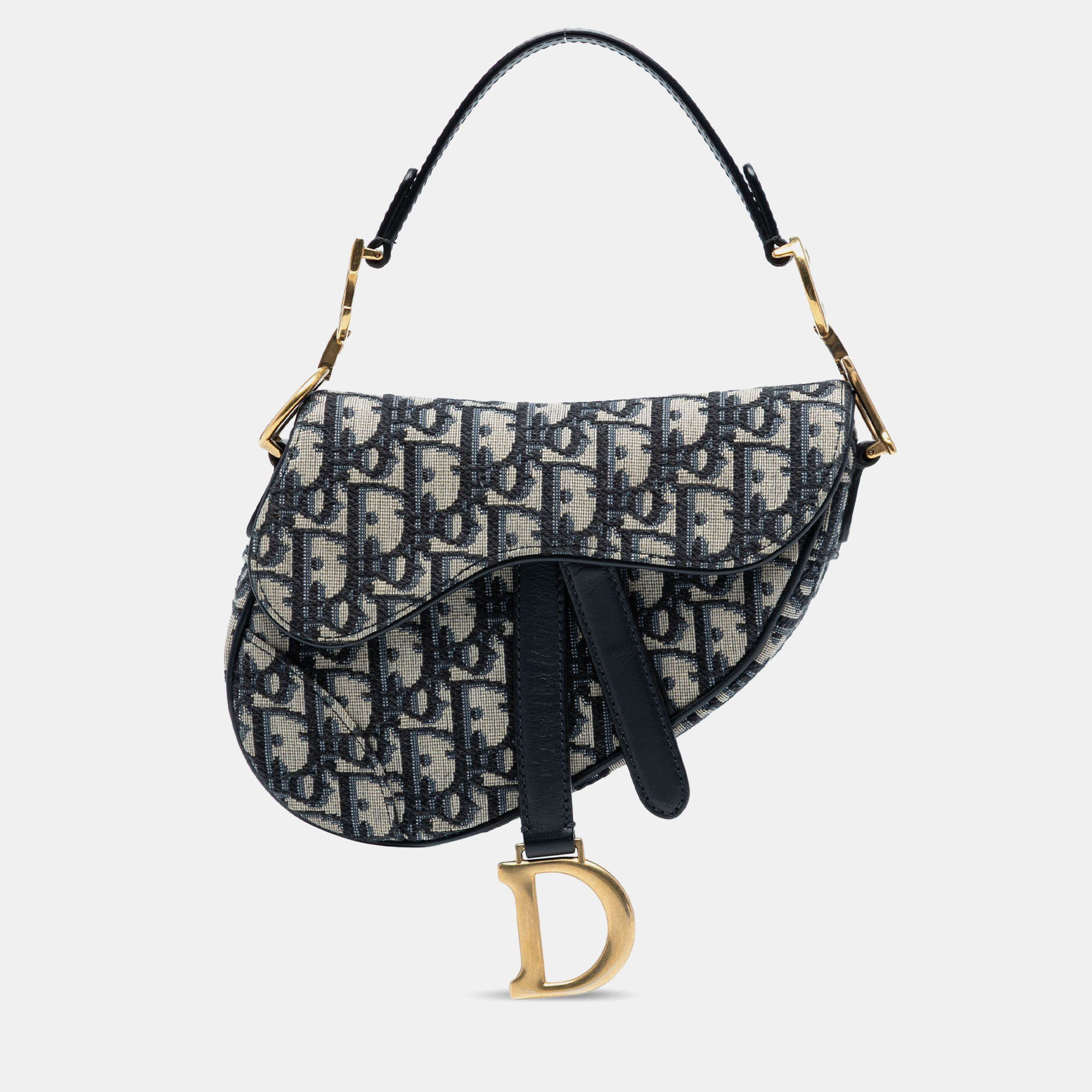 

Dior Navy Blue Mini Oblique Canvas Saddle Bag