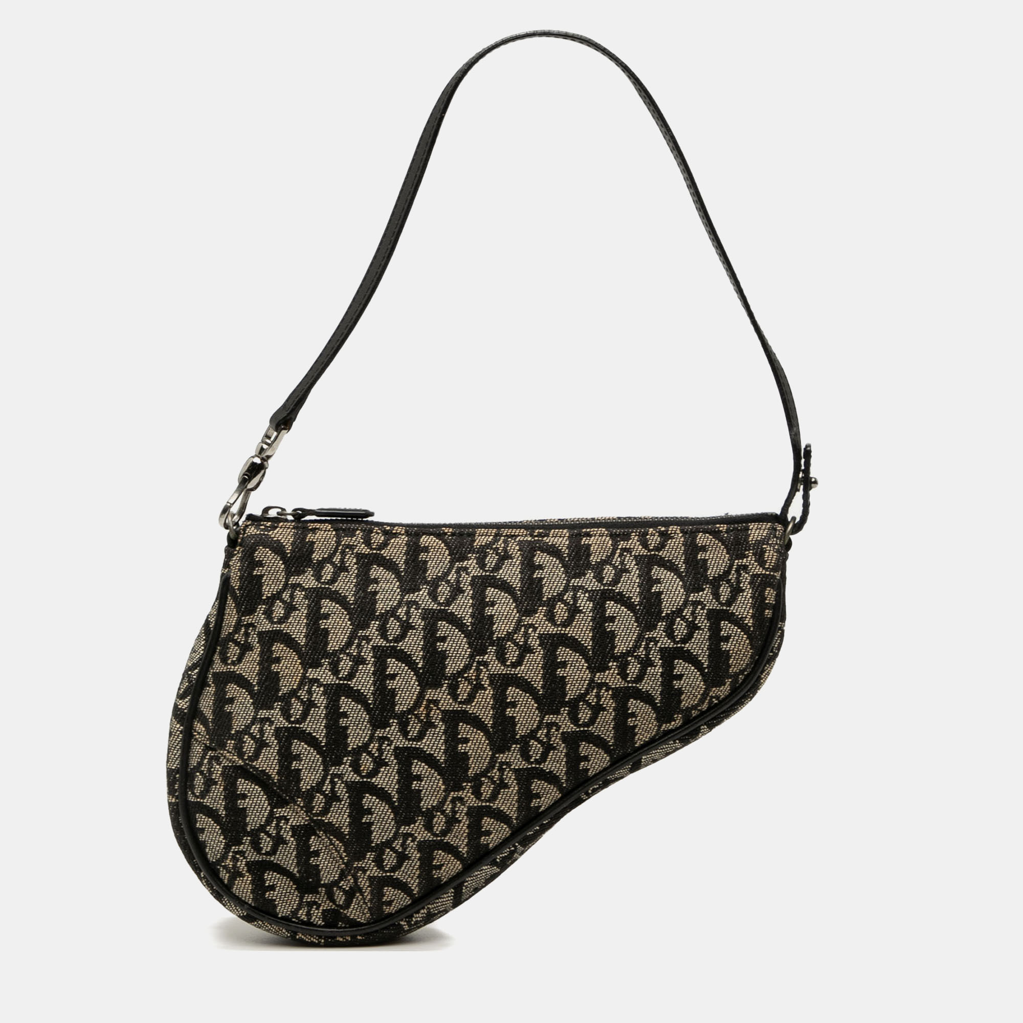 

Dior Black Mini Diorissimo Canvas Saddle Pochette