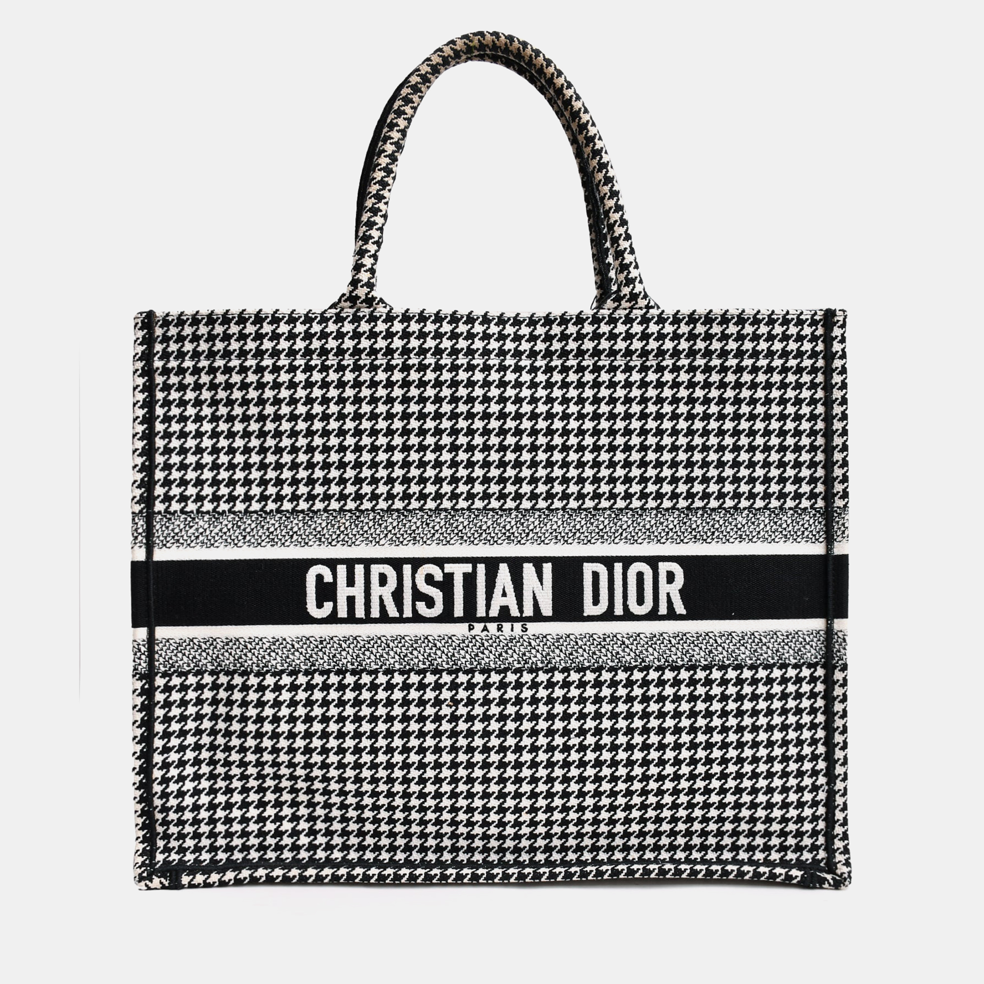 

Christian Dior 2020 Black/White Houndstooth Patterned Large Book Tote