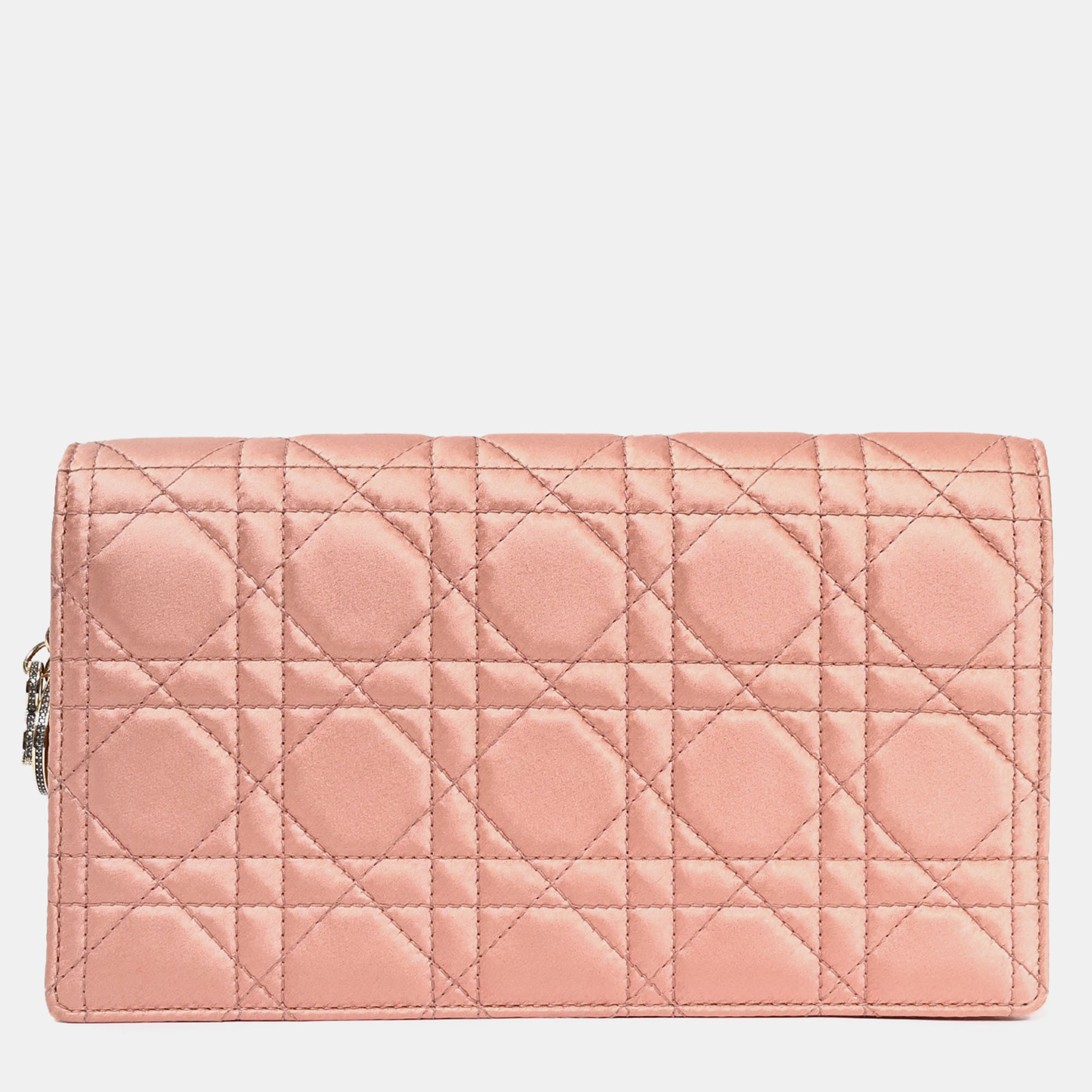 

Christian Dior 2019 Pink Satin Cannage Wallet on Chain