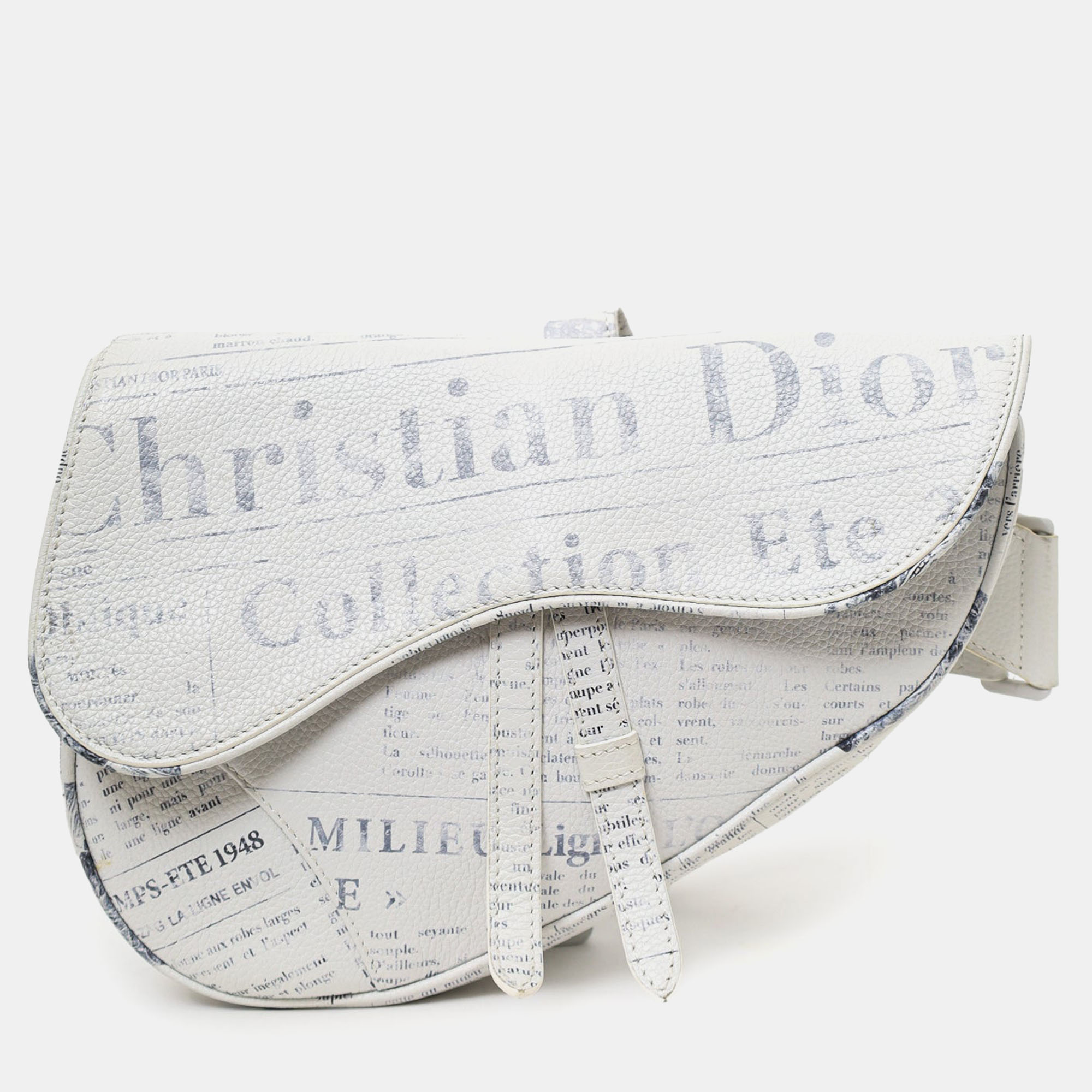 

Christian Dior x Daniel Arsham 2019 White/Grey Newspaper Printed Saddle Bag