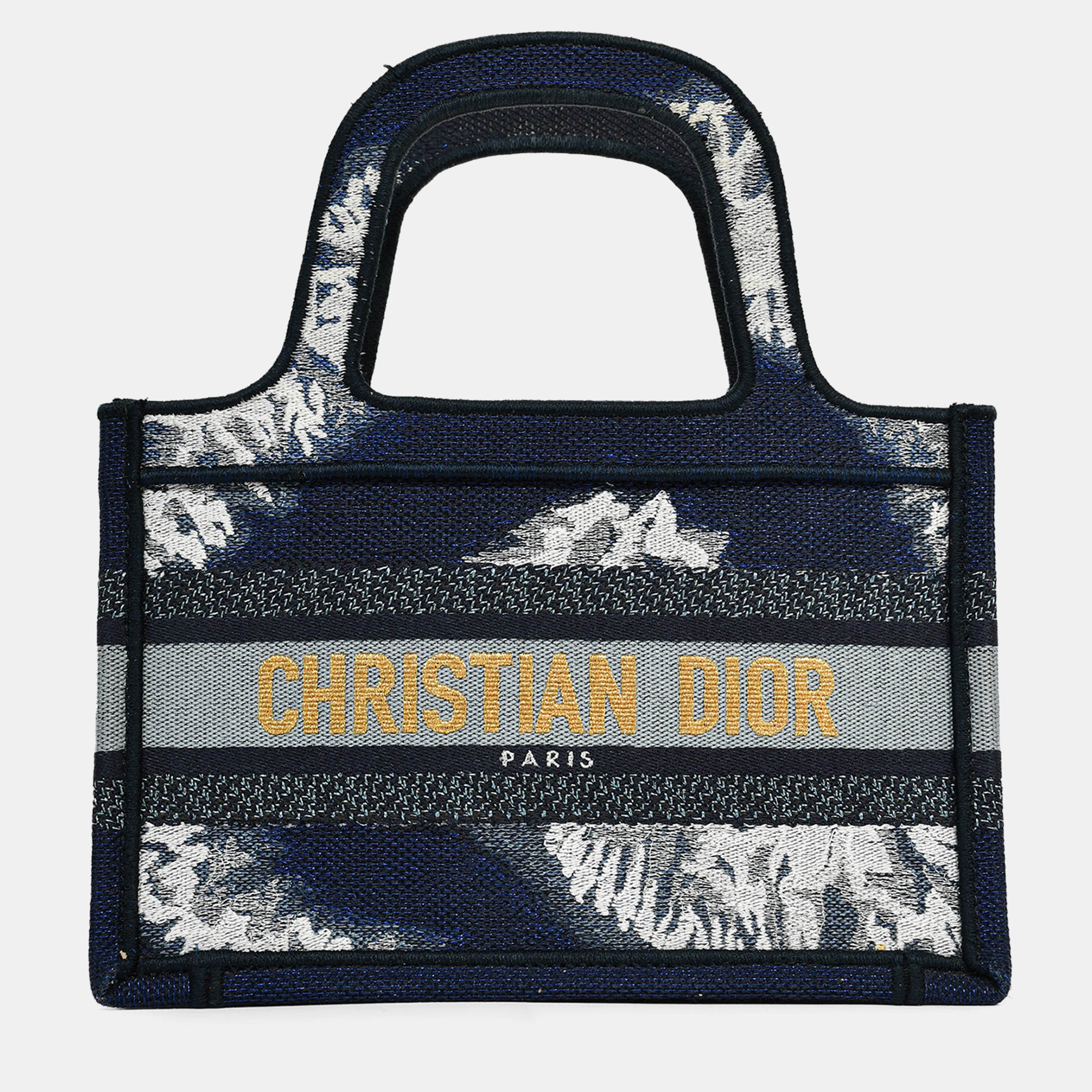 

Christian Dior Blue Embroidered Canvas Tie-Dye Mini Book Tote