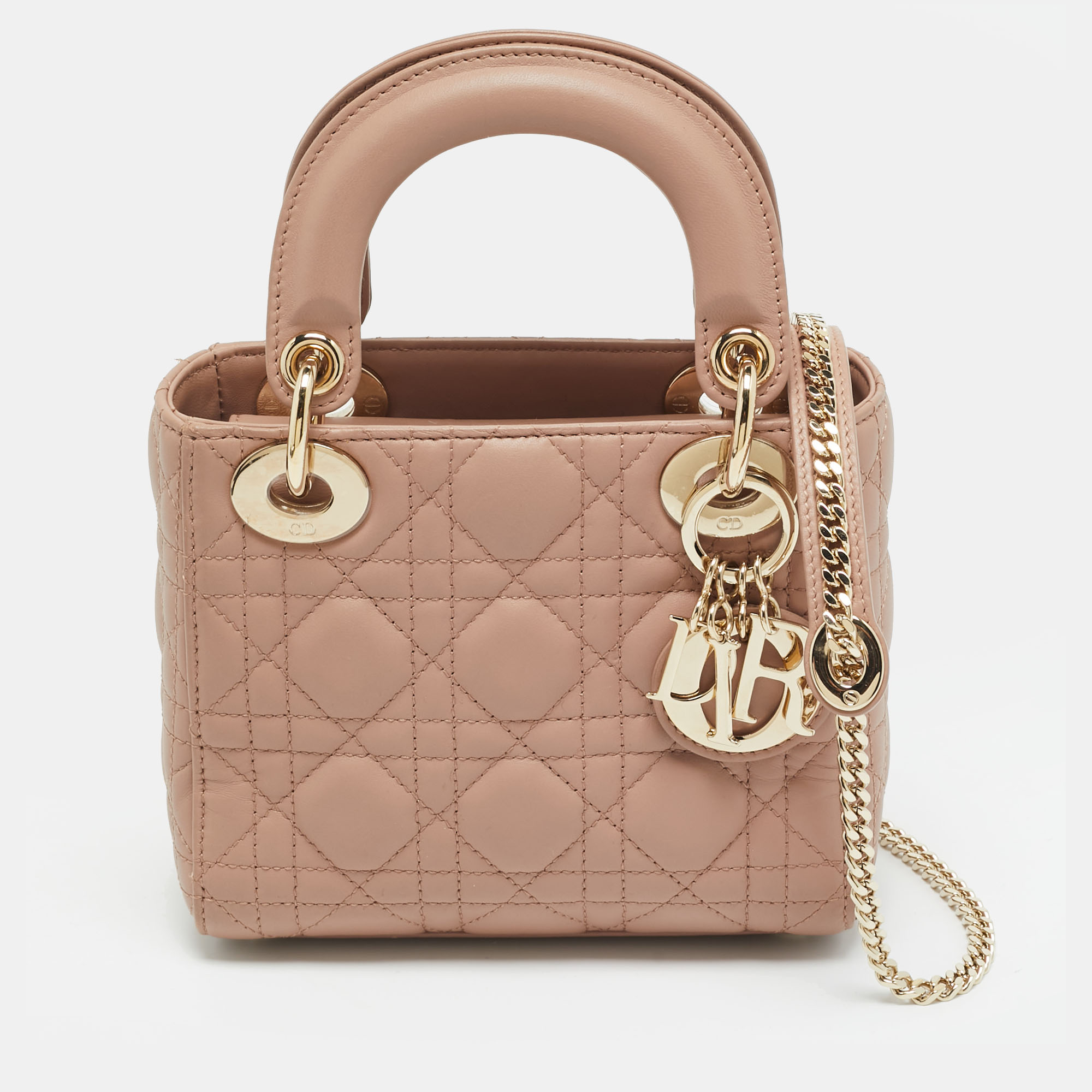 

Dior Lady Dior Mini Beige Cannage Leather Tote