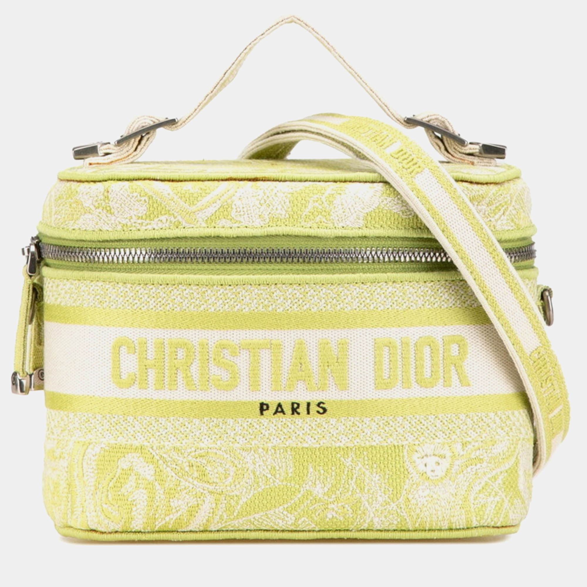 

Christian Dior Dior Toile Joue D'Hui Vanity Bag Handbag Shoulder Green Jacquard