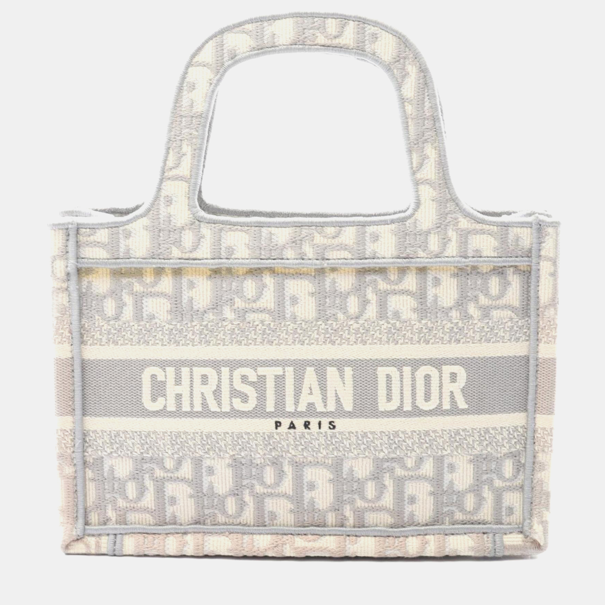 

Christian Dior Dior Book Tote Mini Handbag Canvas White/Gray, Grey