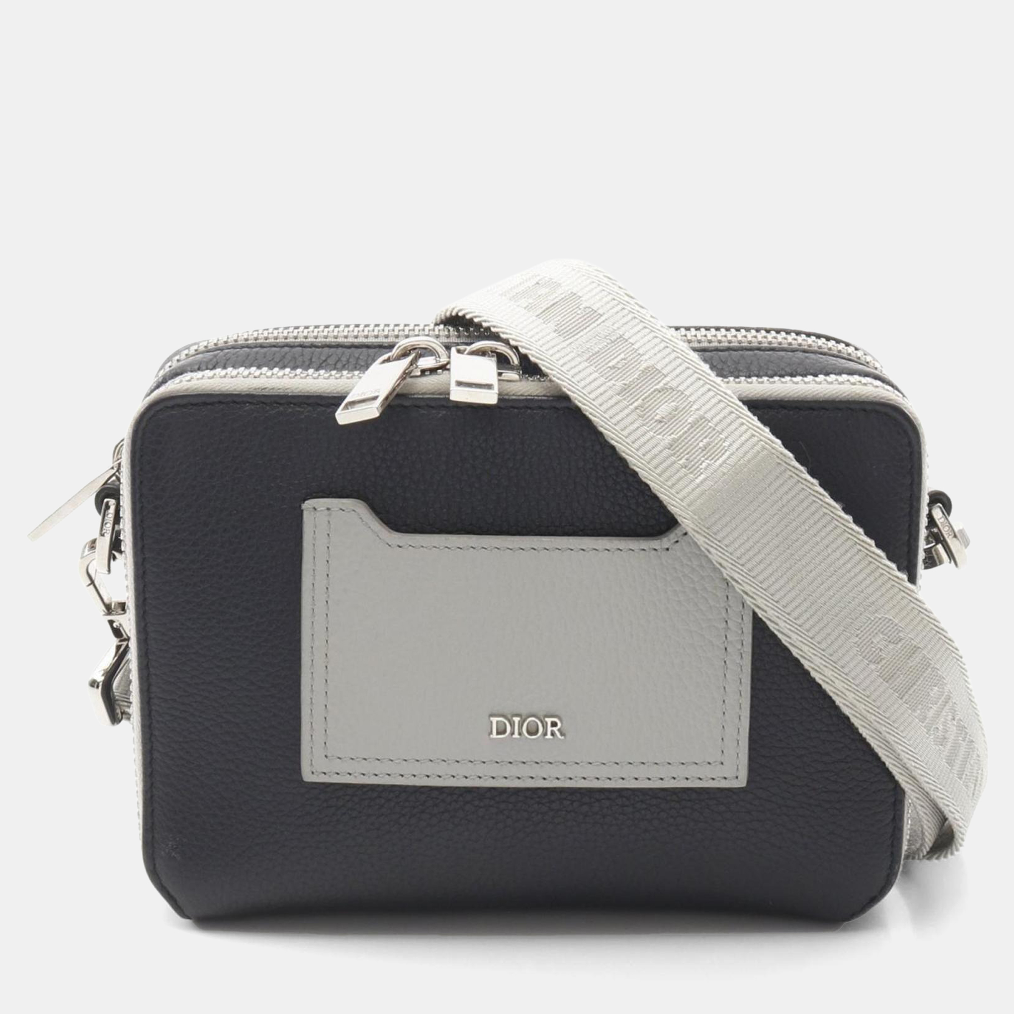 

Christian Dior Dior Leather Shoulder Bag Navy/Gray, Grey