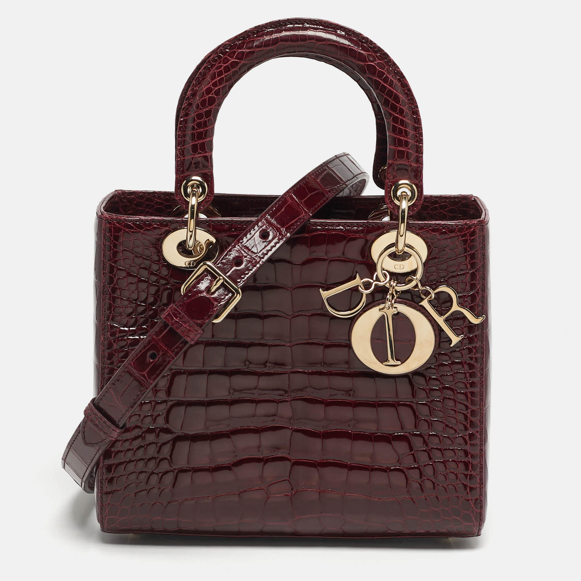 

Dior Lady Dior Medium Burgundy Crocodile Tote