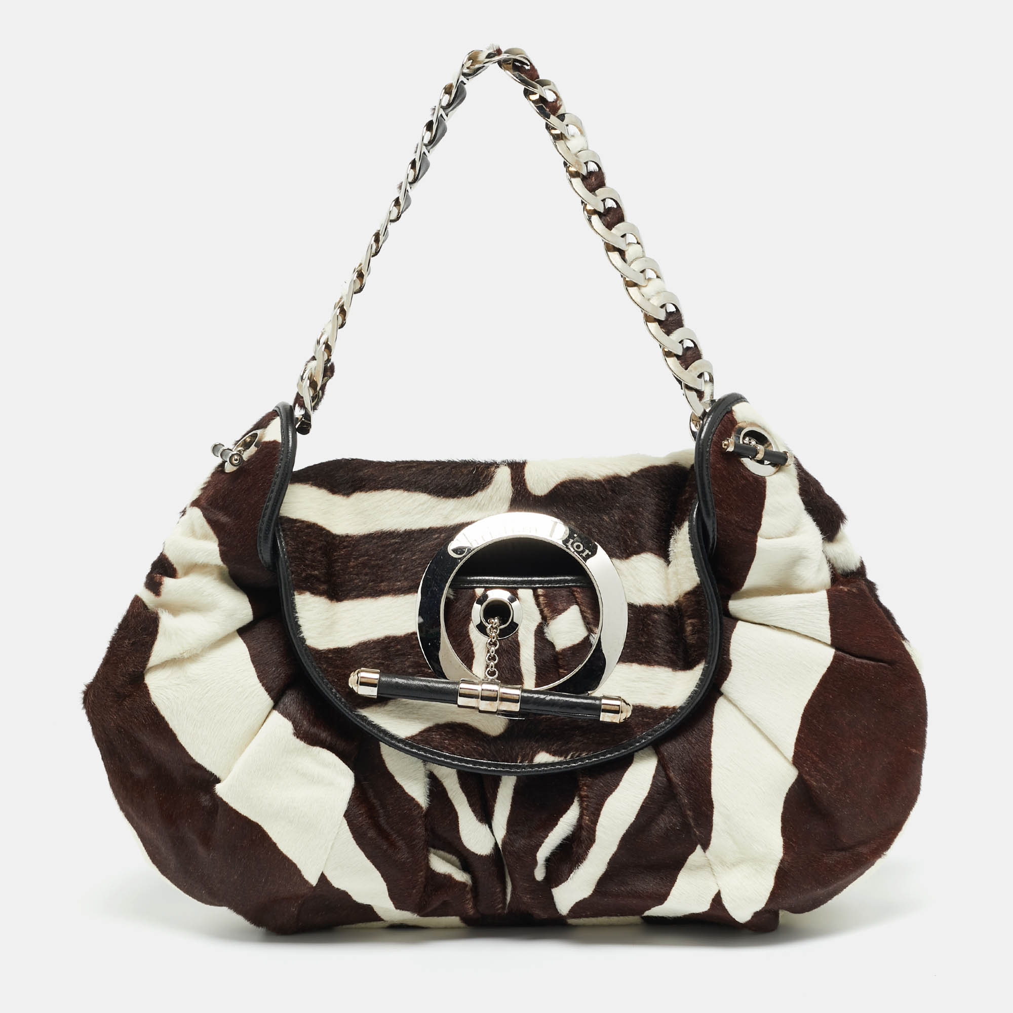

Dior Brown/White Zebra Print Calf Hair Jazz Club Shoulder Bag