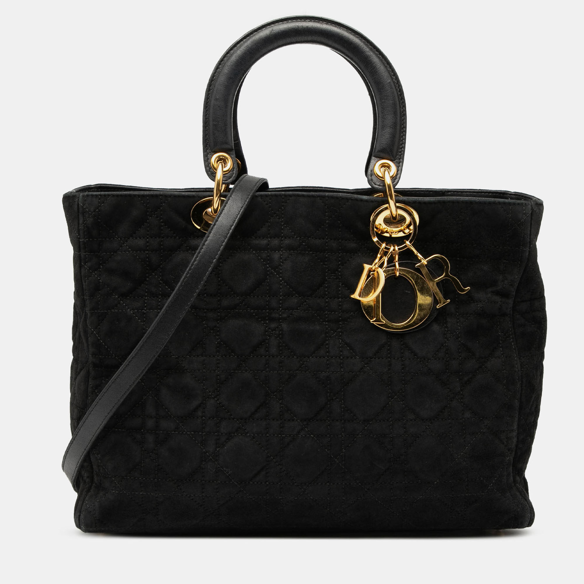 

Dior Black Large Suede Cannage Lady Dior