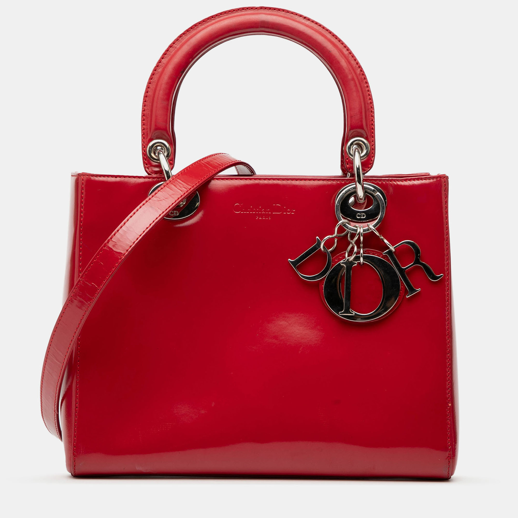 

Dior Red Medium Patent Lady Dior
