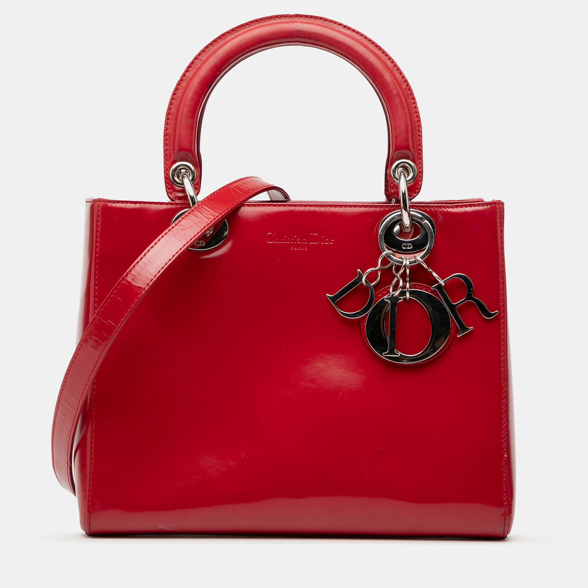 

Dior Red Medium Patent Lady Dior