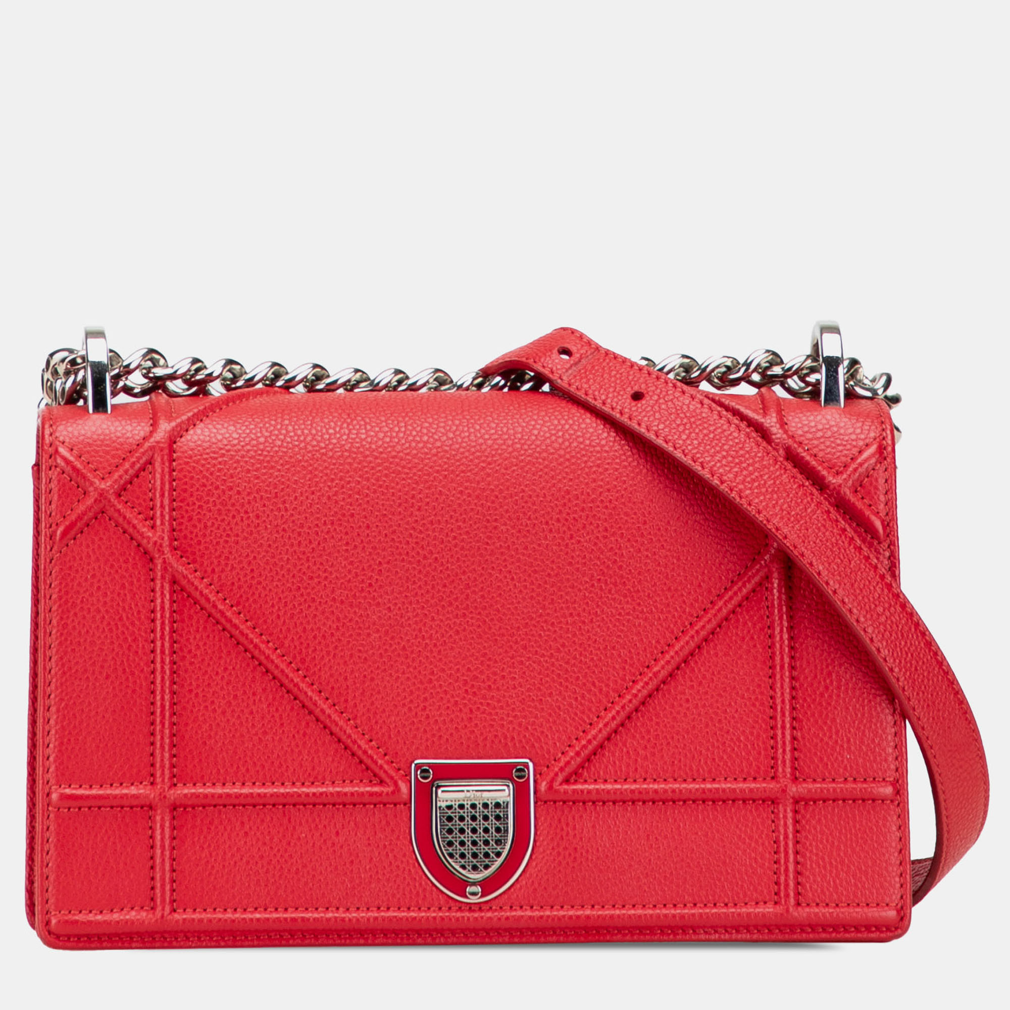 

Dior Red Small Grained Calfskin Diorama Flap