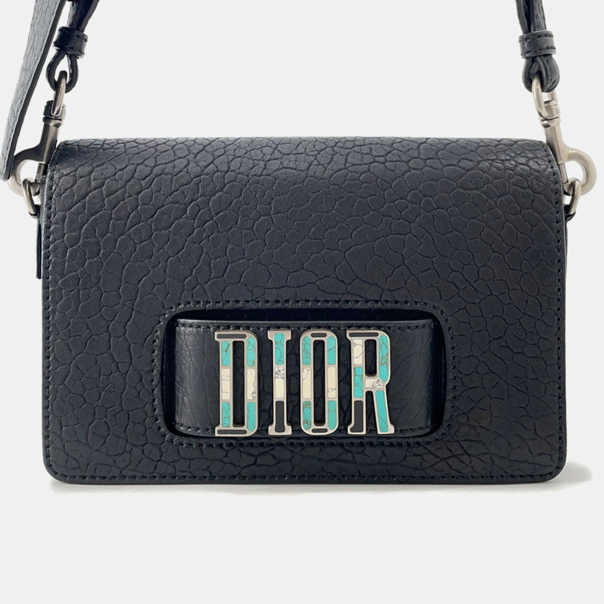 

Dior Mosaique Logo Shoulder Bag Black Leather