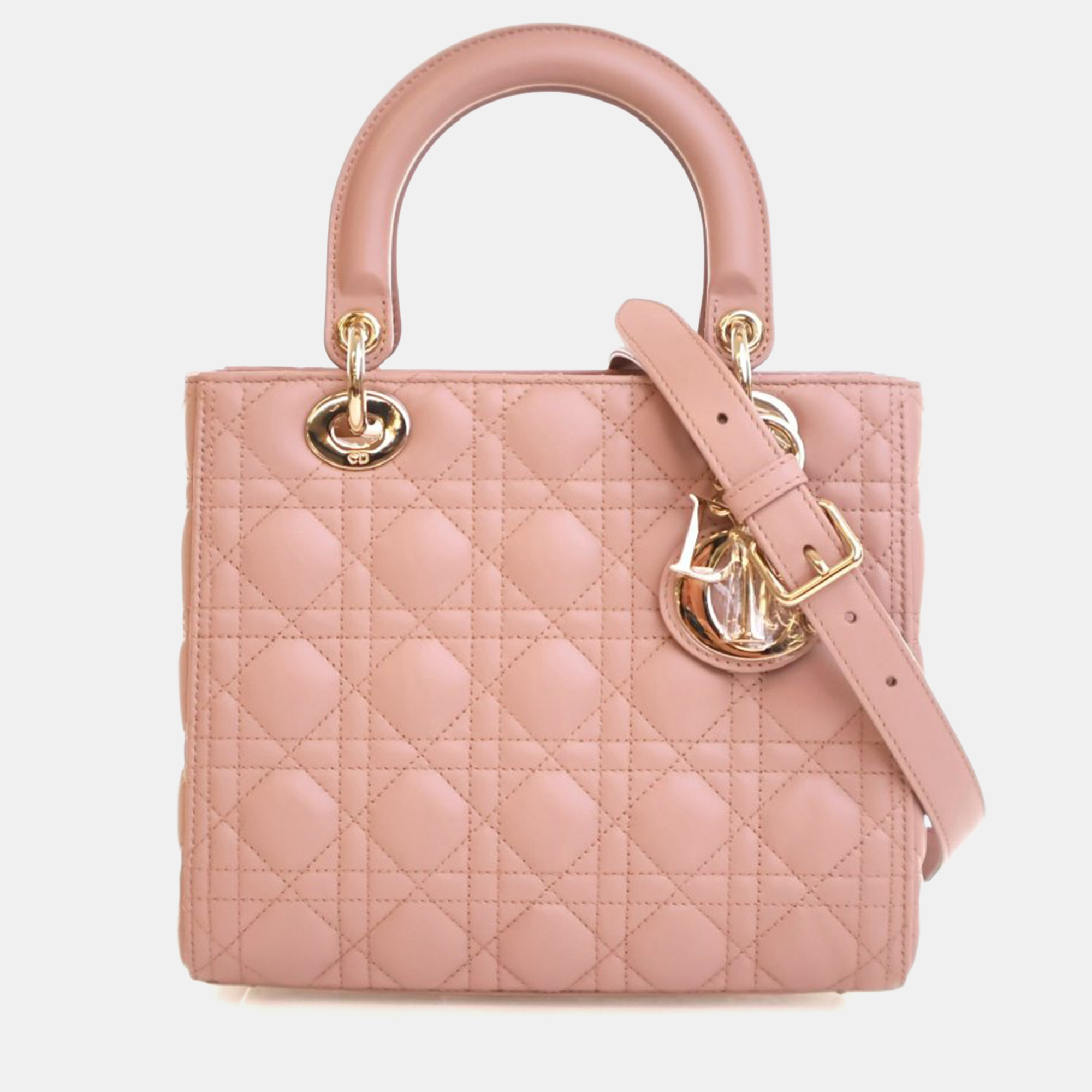 

Dior Medium Lambskin Lady Dior, Pink
