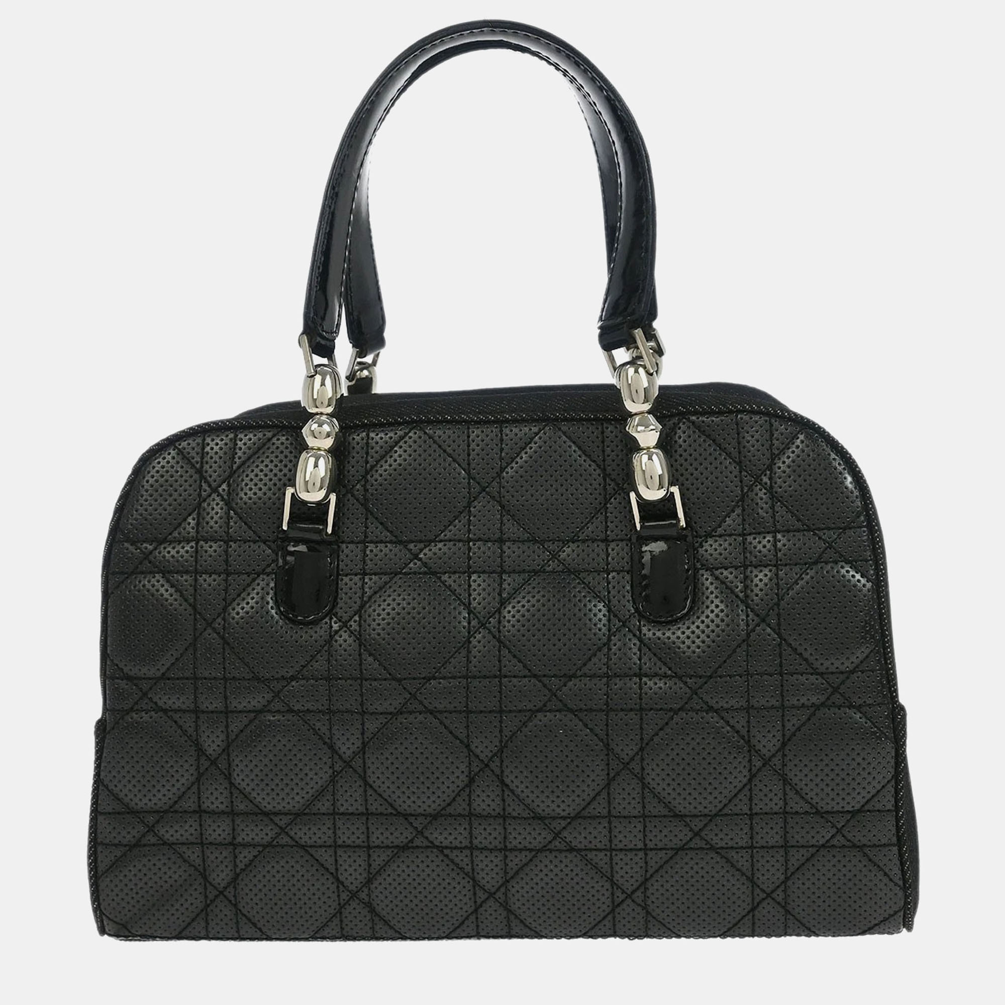 Pre-owned Dior Christian  Black Denim Lambskin Malice Cannage Handbag