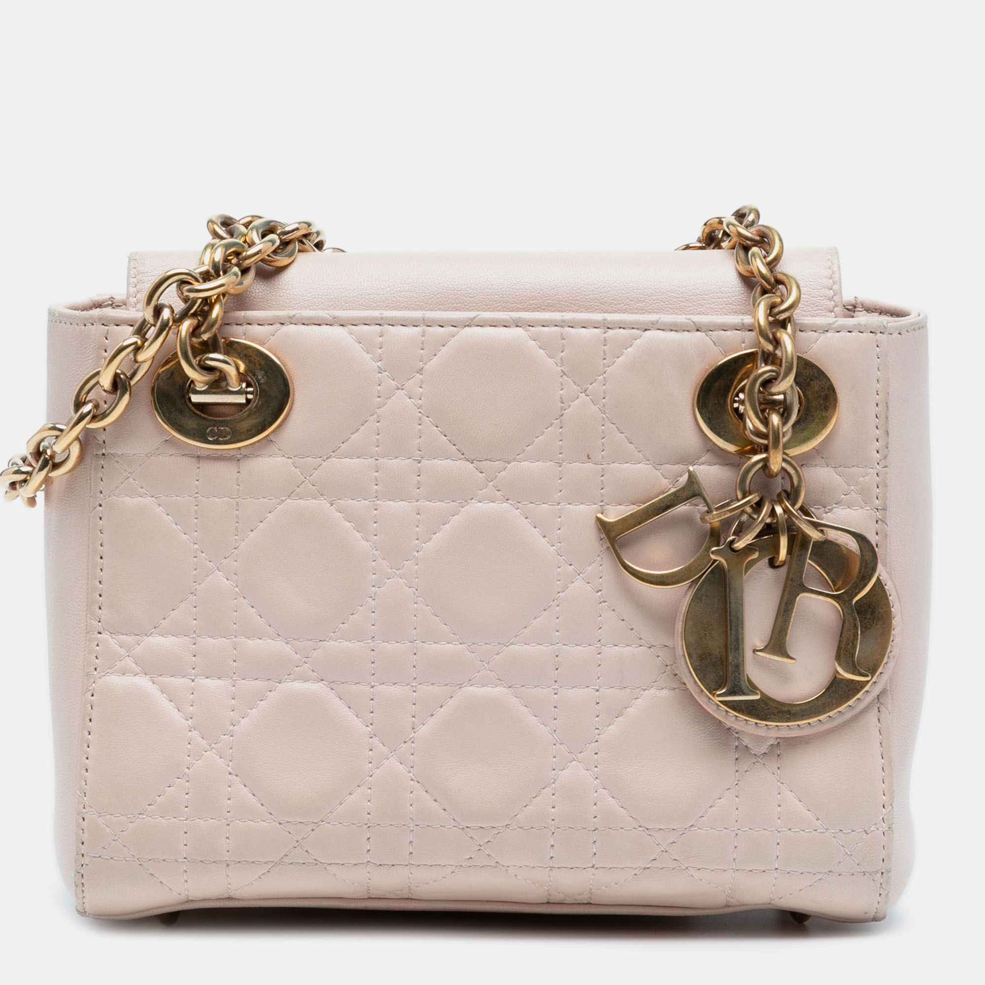 

Dior Pink Lambskin Cannage Lady Dior Double Chain Bag