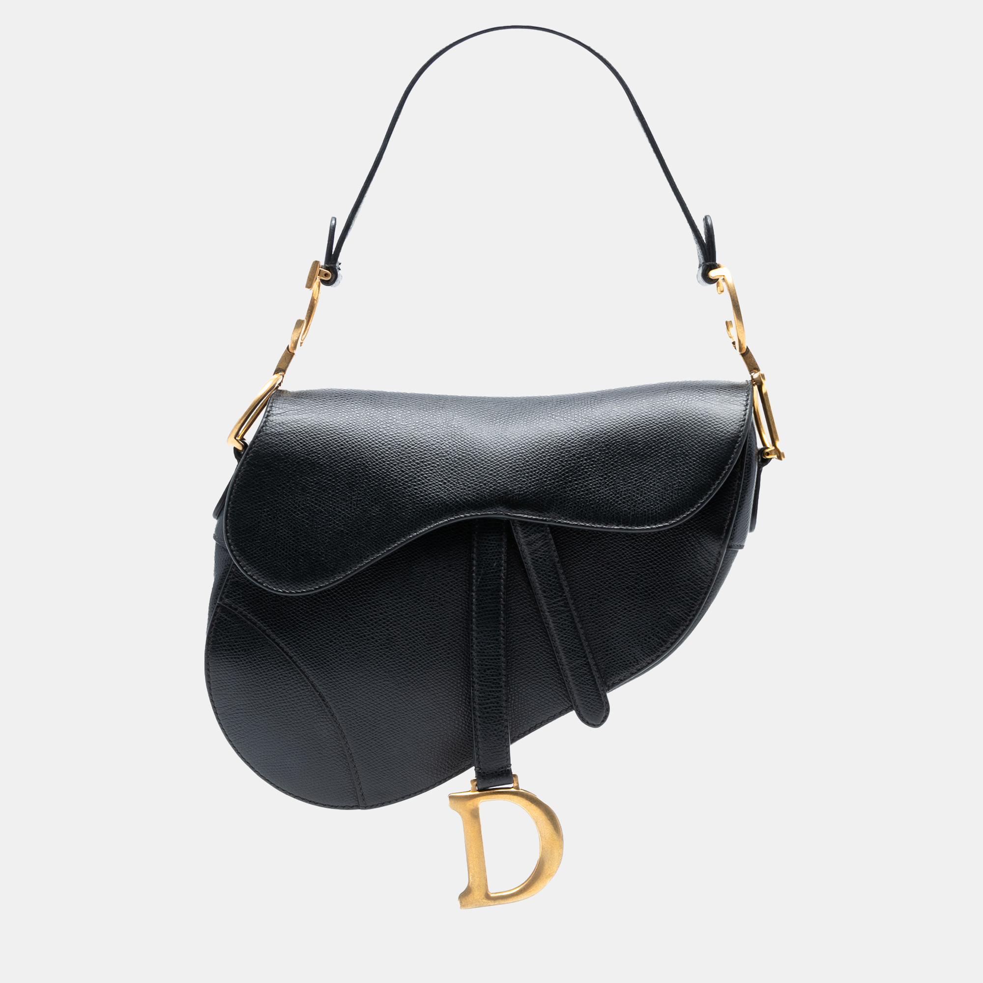 Dior Black Grained Calfskin Saddle Bag