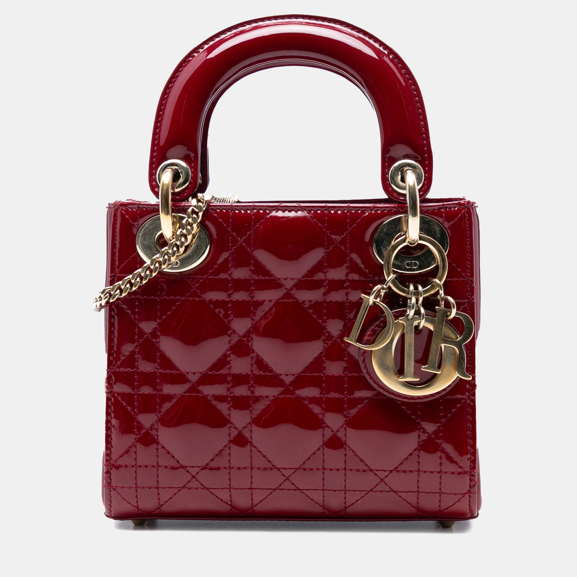 

Dior Red Mini Patent Cannage Lady Dior