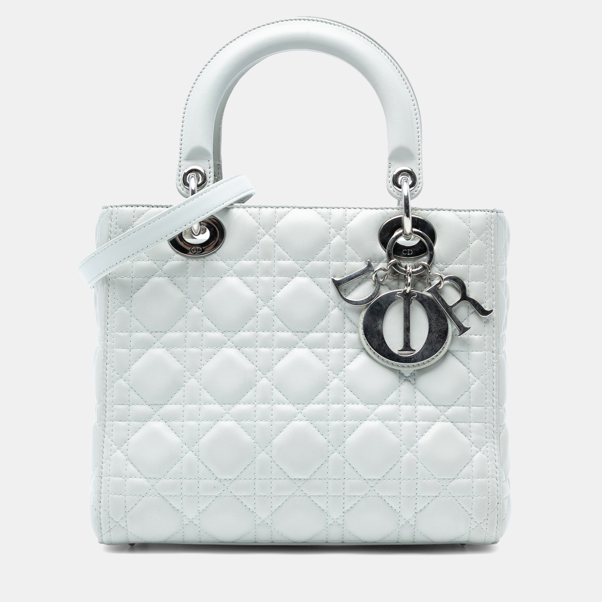 

Dior White Medium Lambskin Cannage Lady Dior