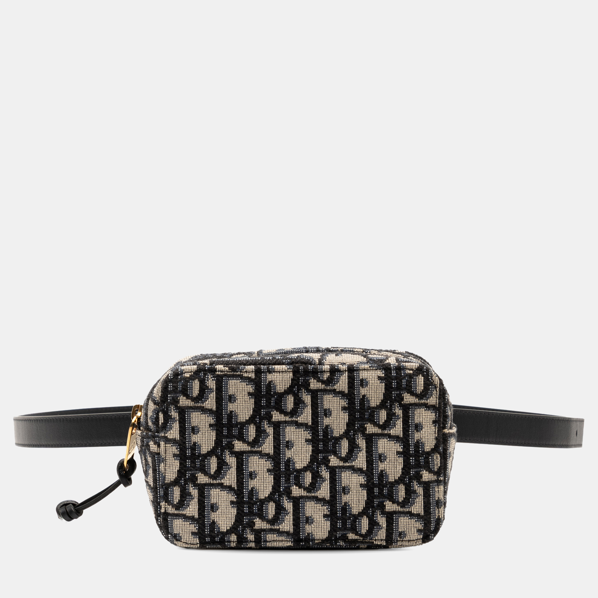 Pre-owned Dior Navy Blue Oblique Canvas Belt Pouch