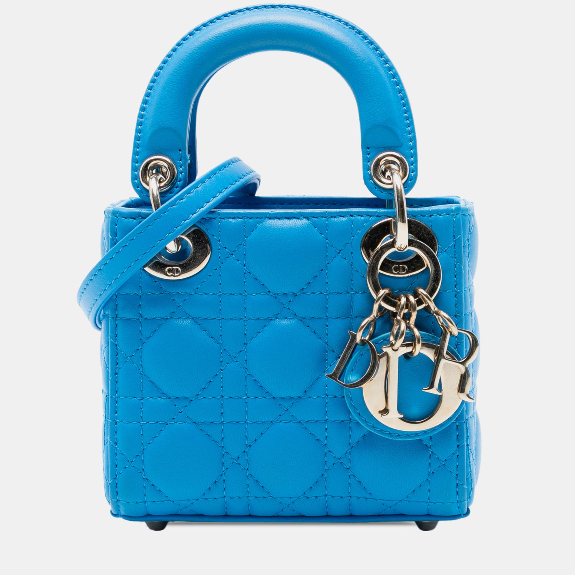 

Dior Blue Micro Lambskin Cannage Lady Dior