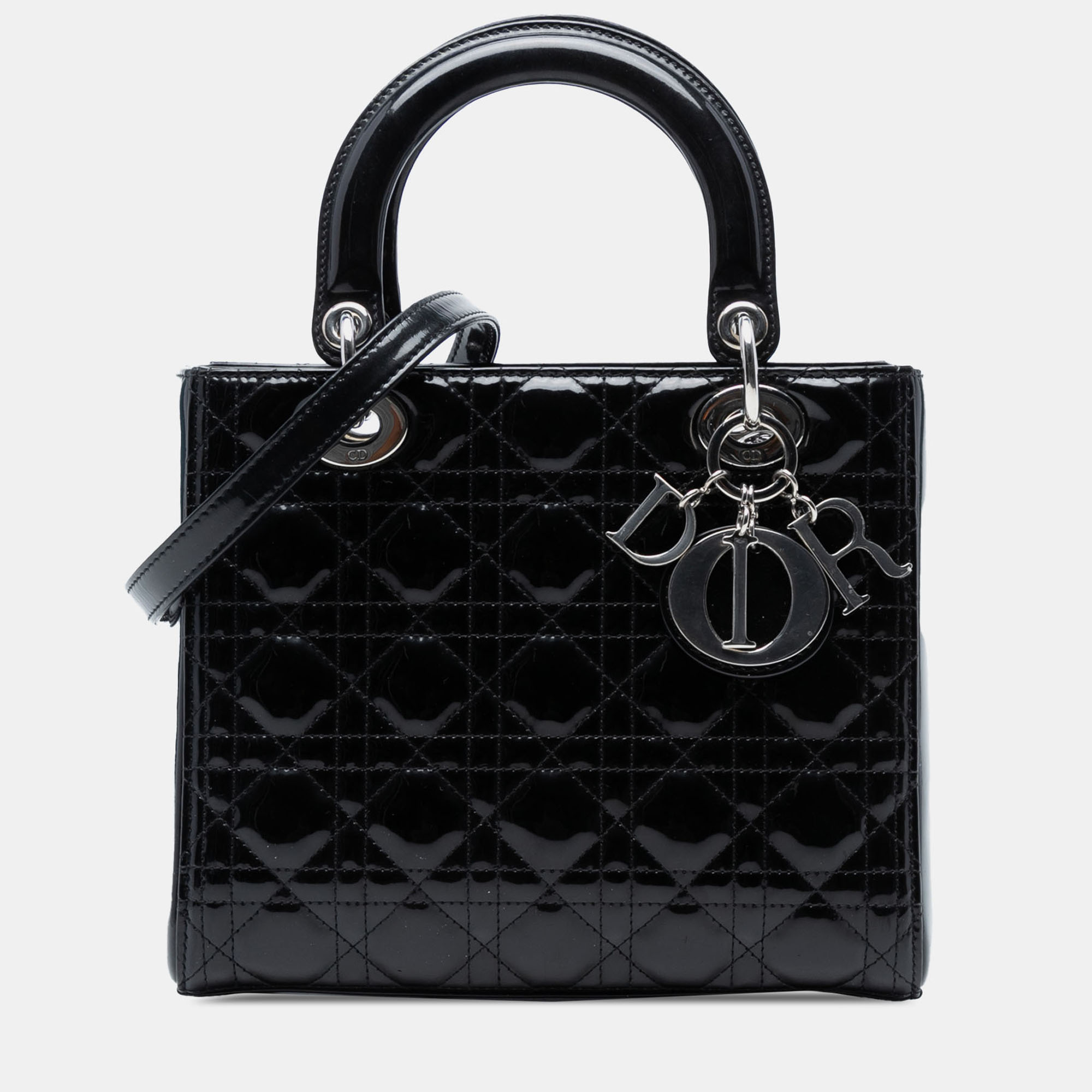 

Dior Black Medium Patent Cannage Lady Dior